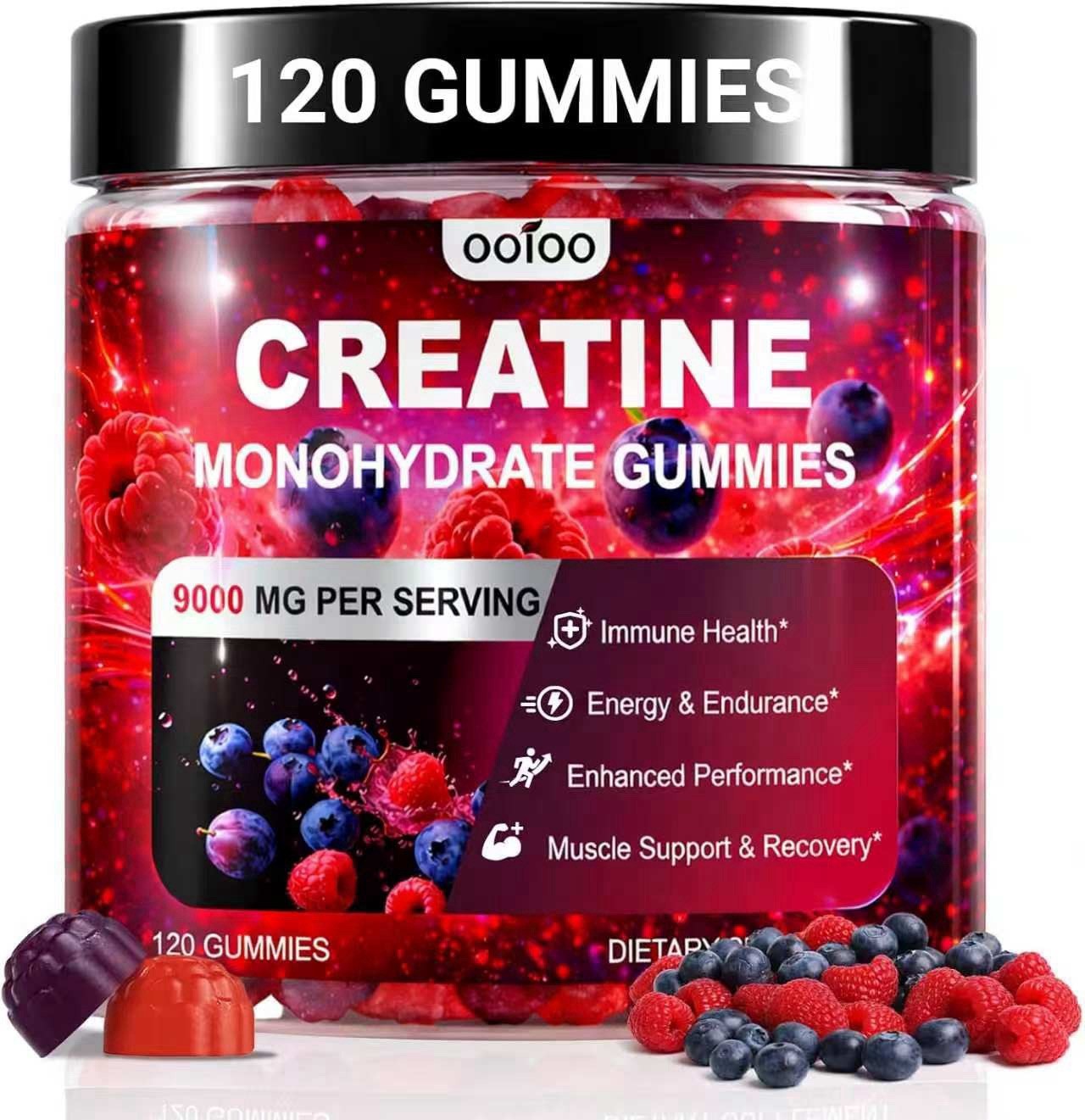 ooi0o Creatine Monohydrate Gummies 120 Count 9000mg Muscle Gain Energy