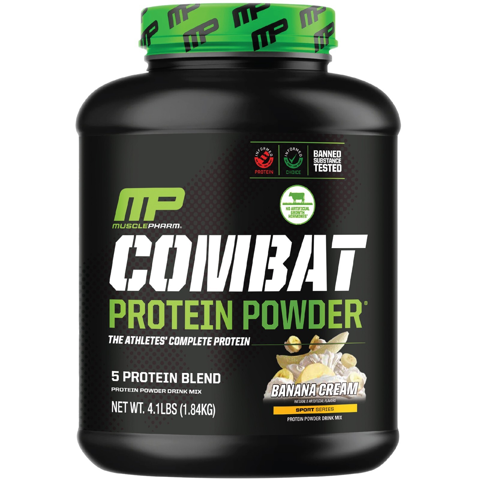 MusclePharm Combat Protein Powder – 4 lb, 52 Servings, Banana Cream