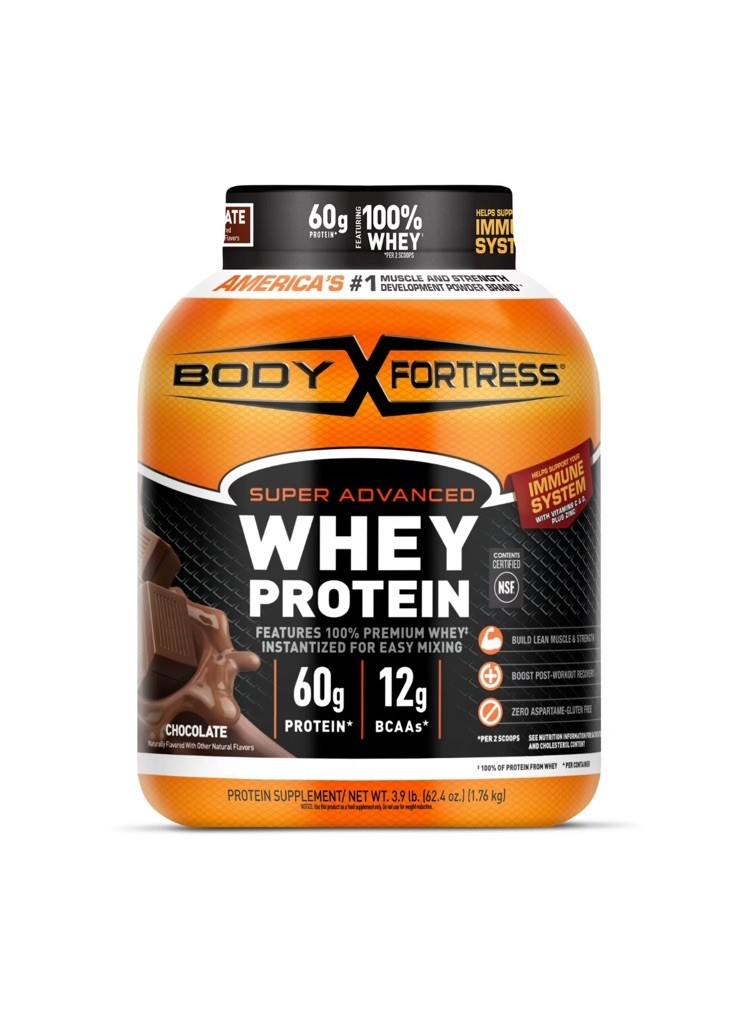 Lot (2) Body Fortress Super Advanced Whey Protein Powder Chocolate 3.9lbs Each