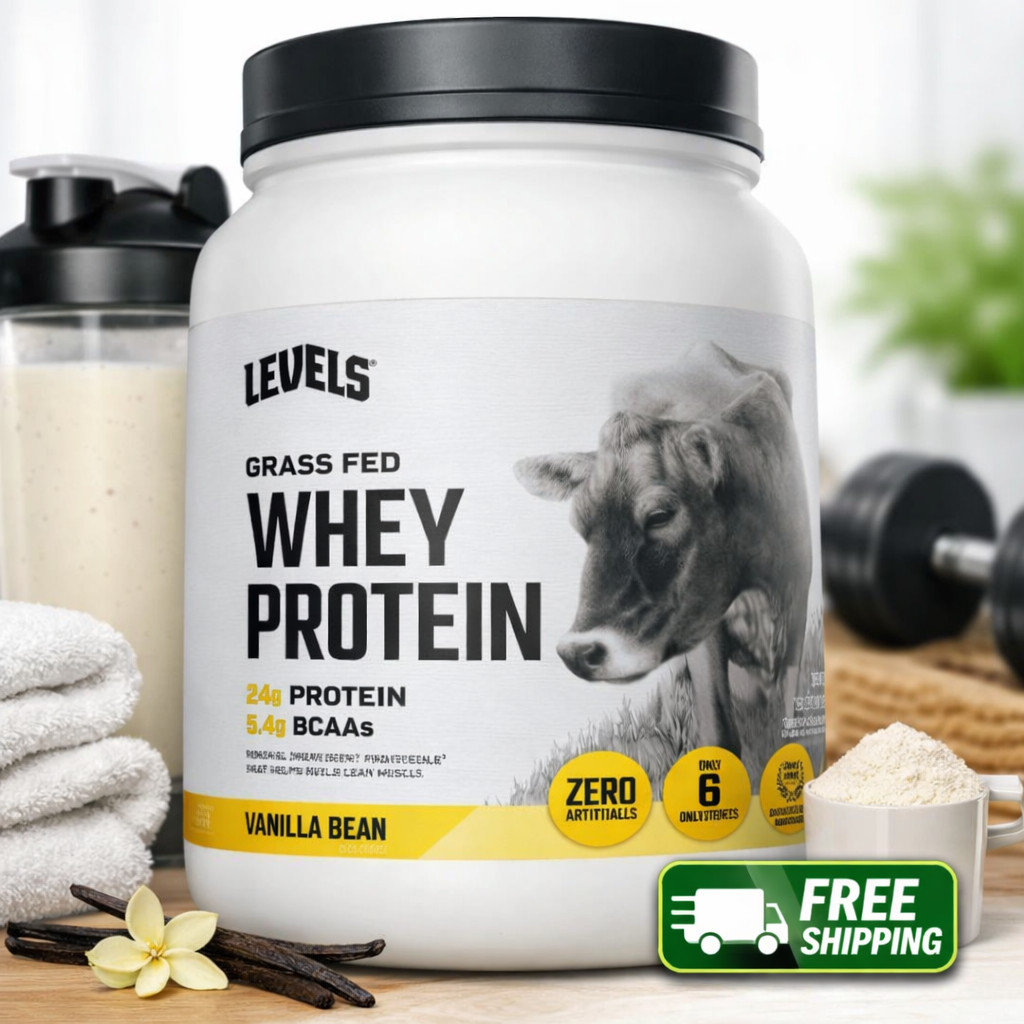 Levels Grass Fed Whey Protein Powder Vanilla Bean 2 LB 2lb Gluten Free Non GMO
