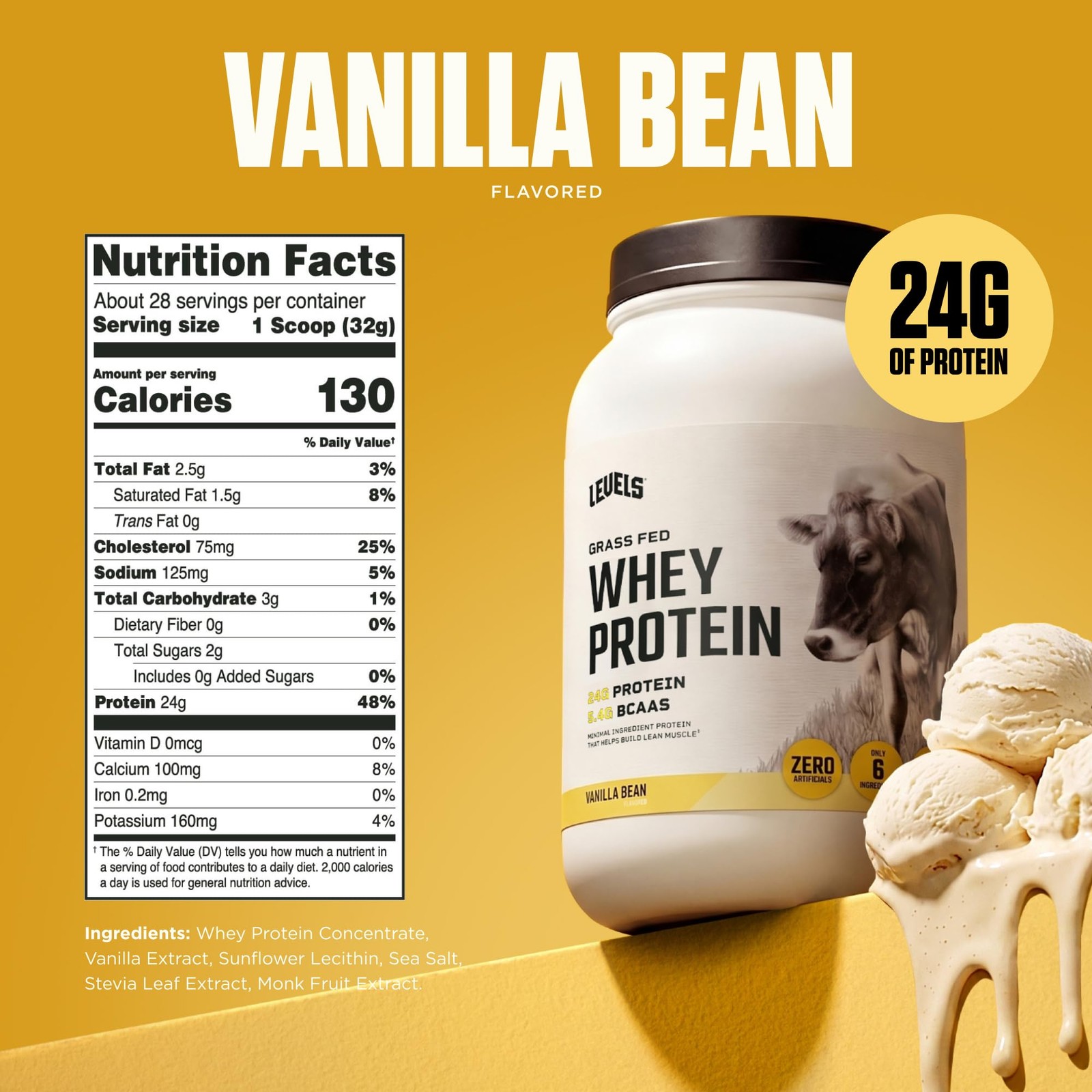 Levels Whey Protein Powder, No Artificial Ingredients, 2 Pound (Pack of 1)