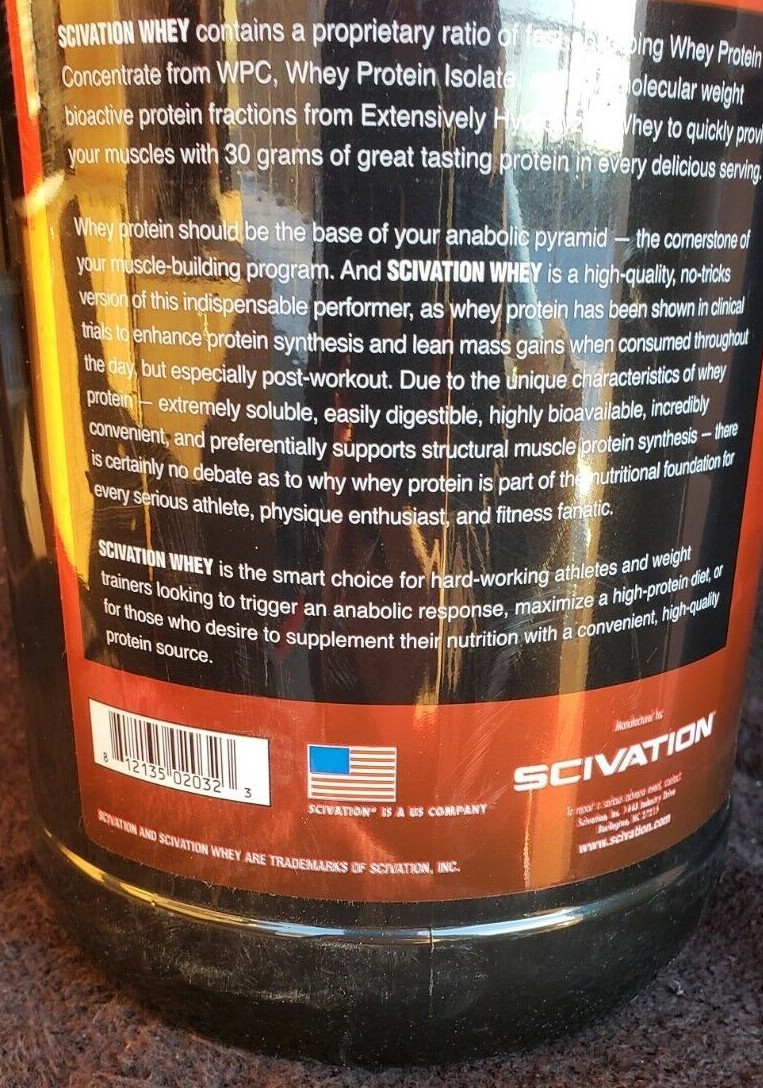 Scivation – WHEY – 1.80 lbs – Vanilla – 20 Servings – Expire 10/2023
