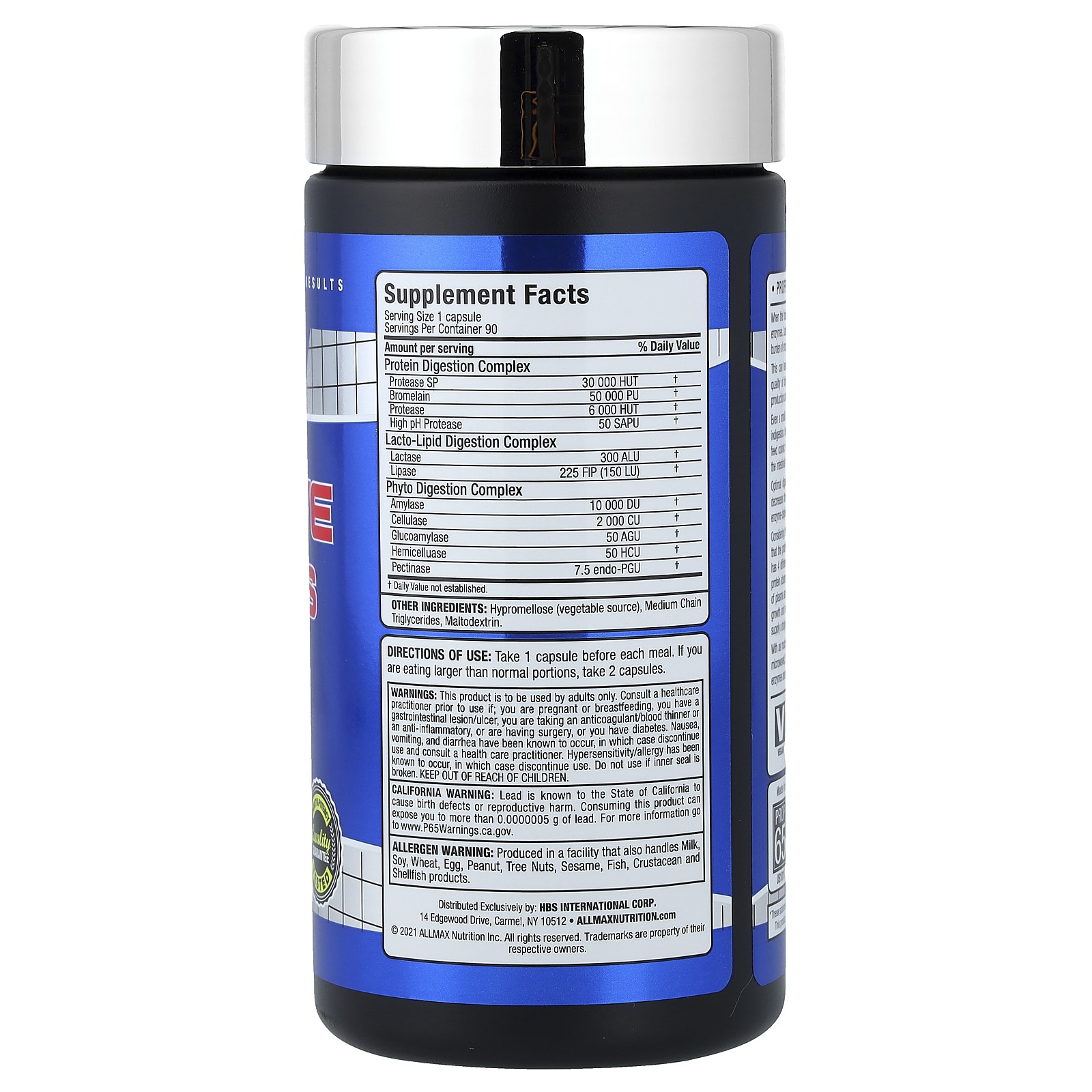 ALLMAX Nutrition Digestive Enzymes Protein Optimizer 90 Capsules GMP Quality