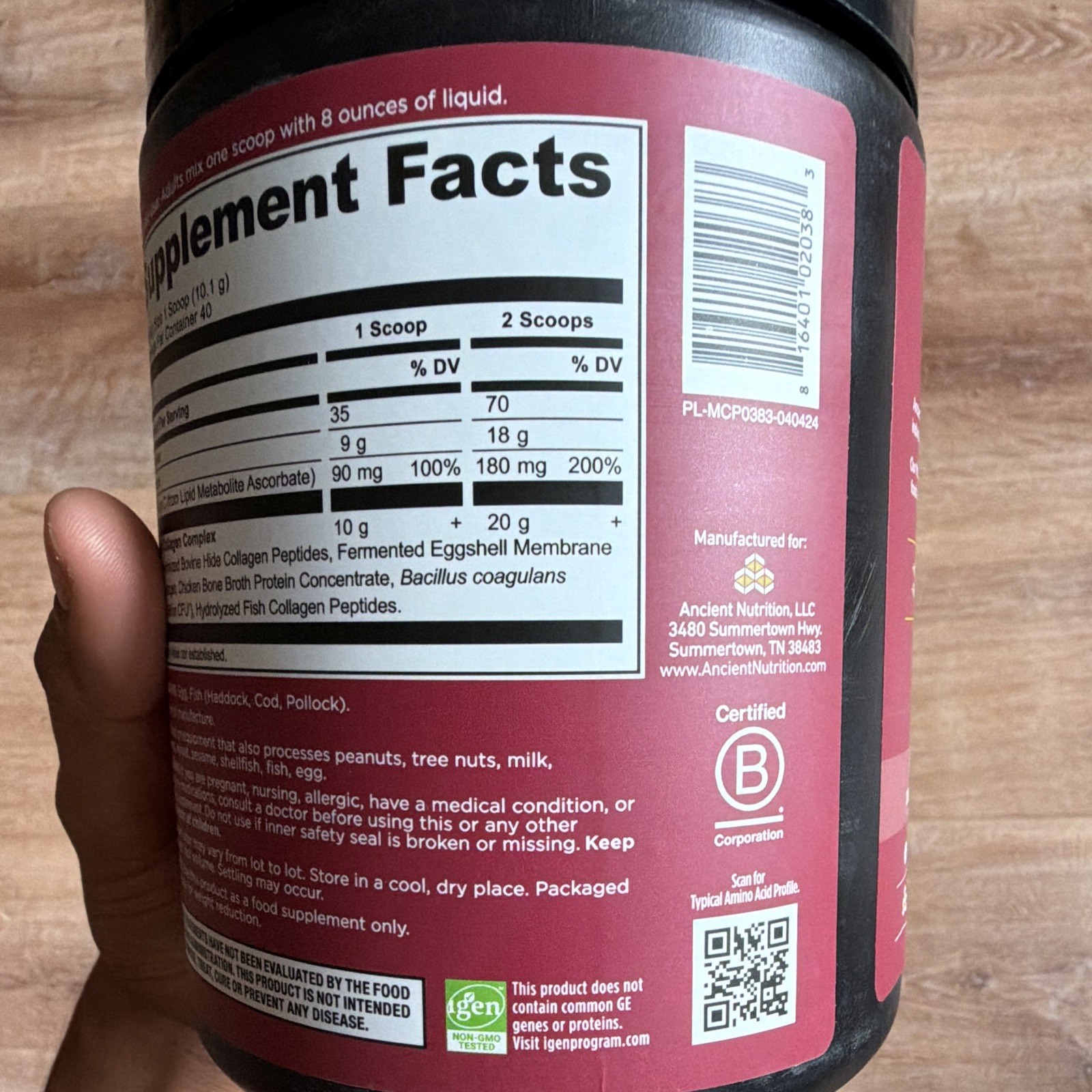 Ancient Nutrition Multi Collagen Protein Powder Unflavored 40 Serving