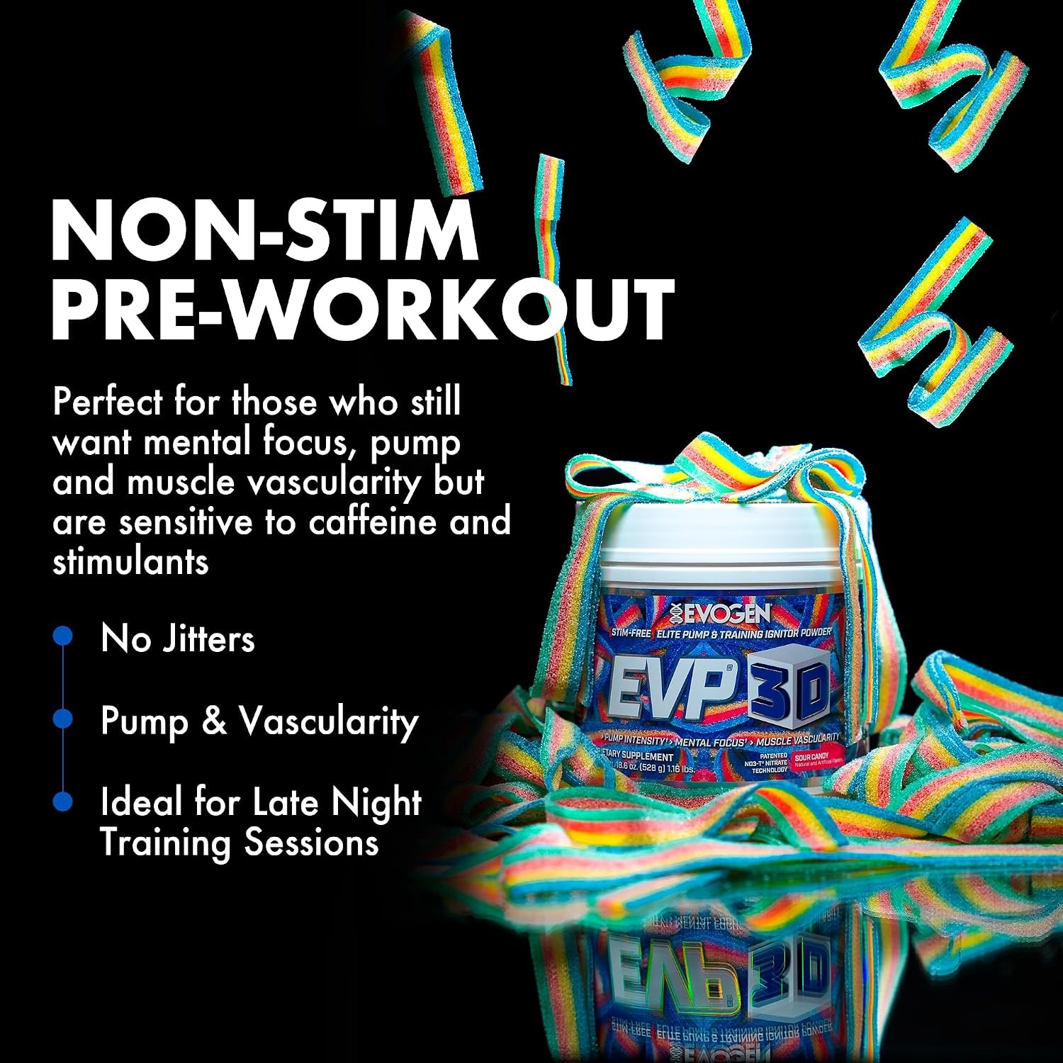 Evogen EVP 3D Stim Free Pre Workout 40 Servings Sour Candy Beta Alanine