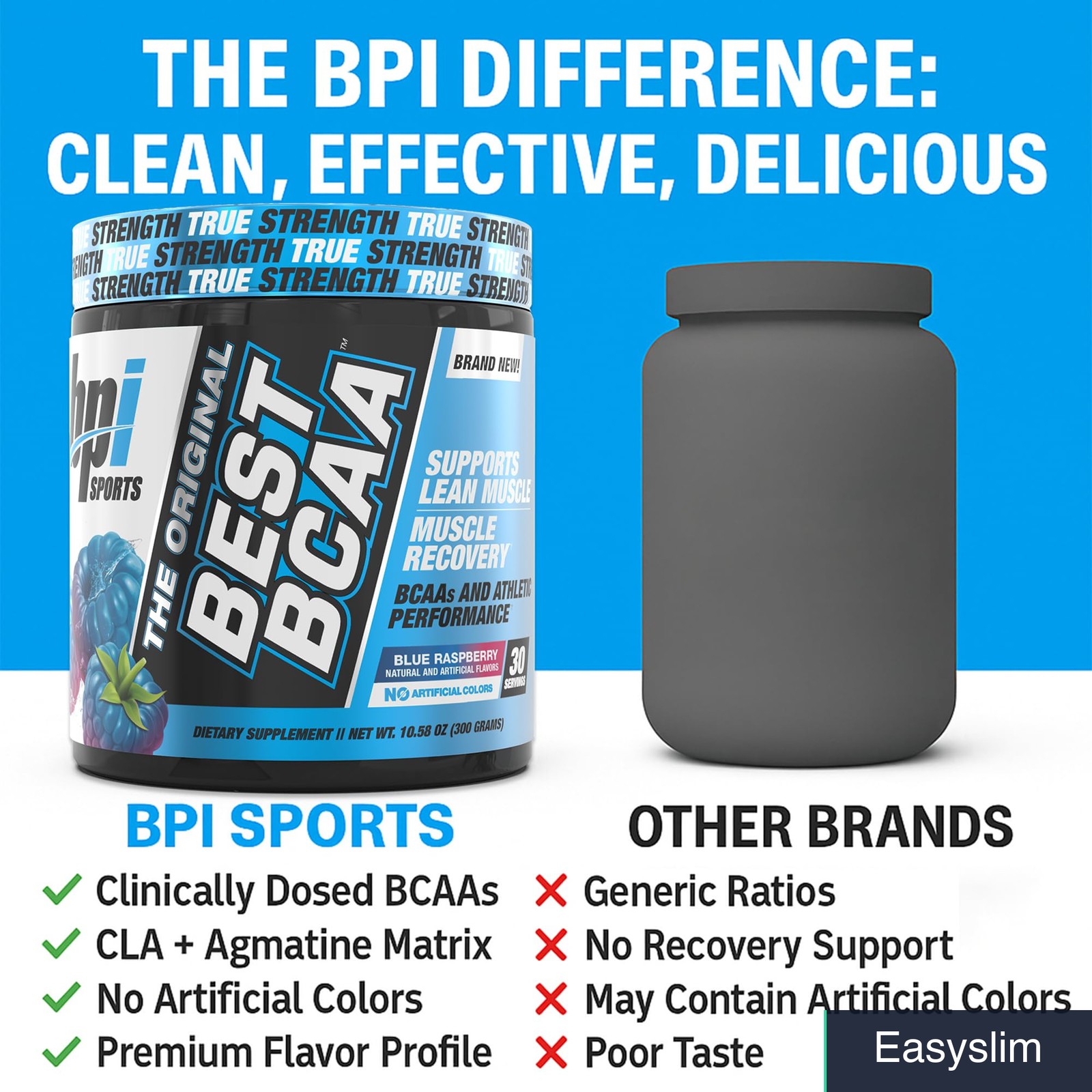 Branched Chain Amino Acid BCAA Powder Blue Raspberry 30 Servings