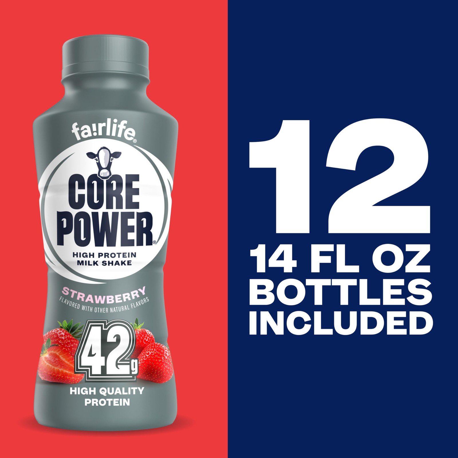 Core Power Elite High Protein Shake, 14 Fl Oz (Pack of 12), Strawberry