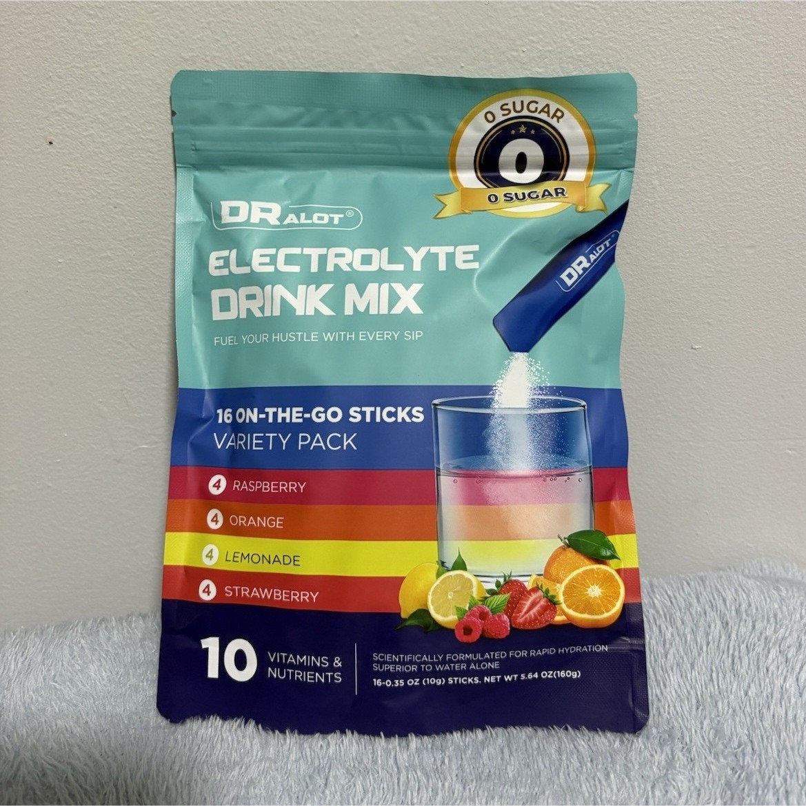 DR. ALOT Electrolyte Drink Mix Variety Pack, 16 On-The-Go Sticks, 0 Sugar