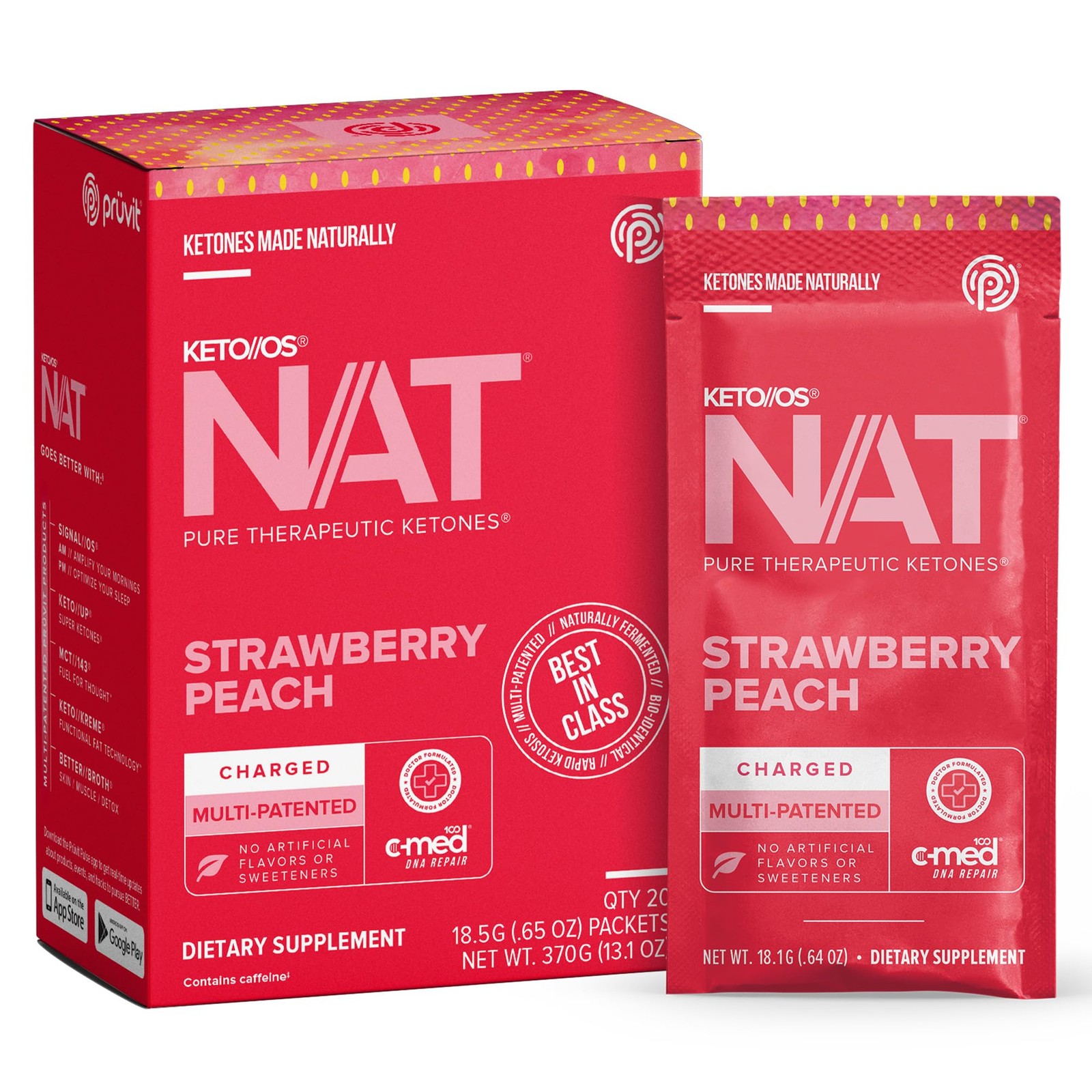 Pruvit Keto//OS NAT Strawberry Peach Charged Drink Mix with CMed 100, LTaur…