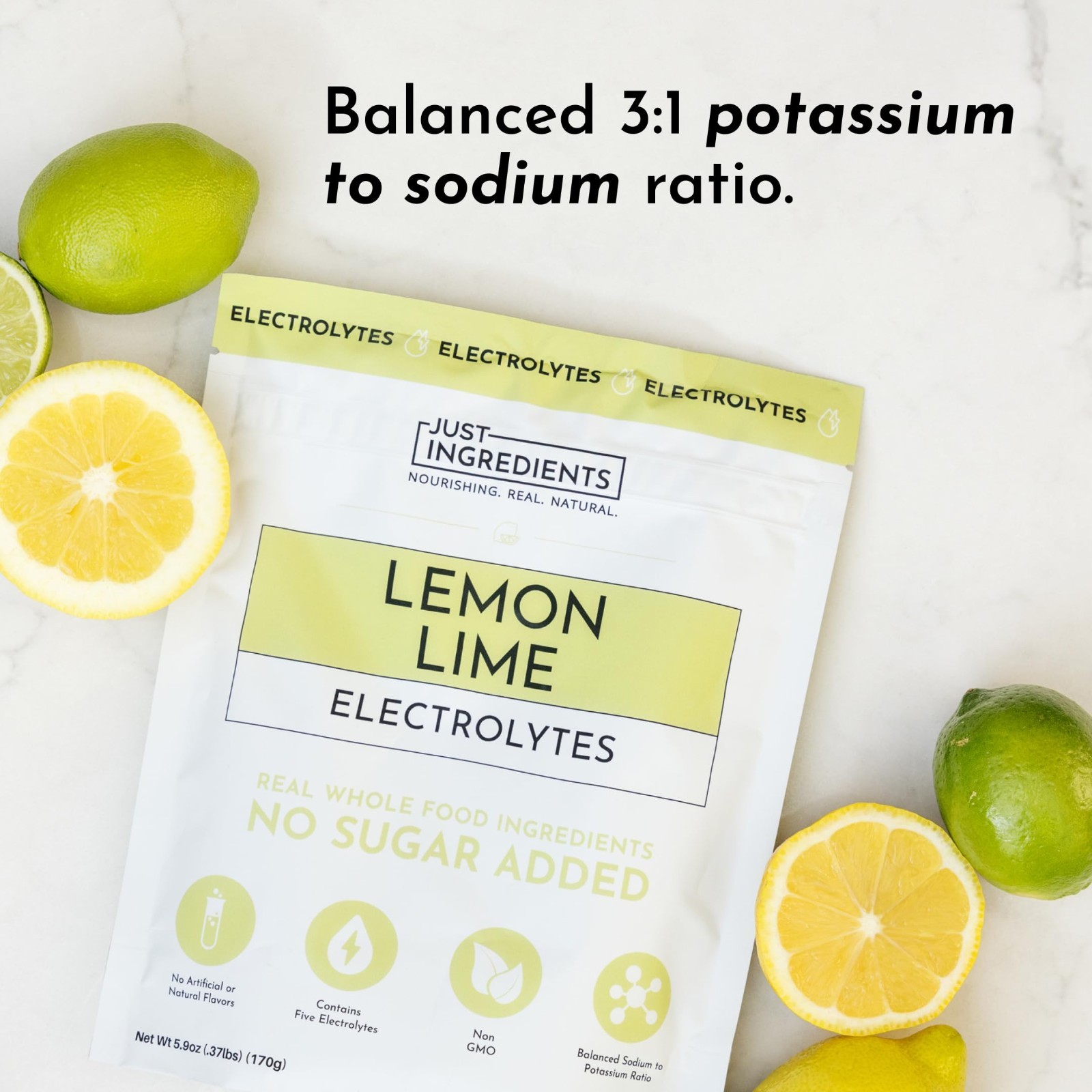 Lemon Lime Electrolyte Drink Mix – 30 Servings, Hydration Boost with Coconut Wat