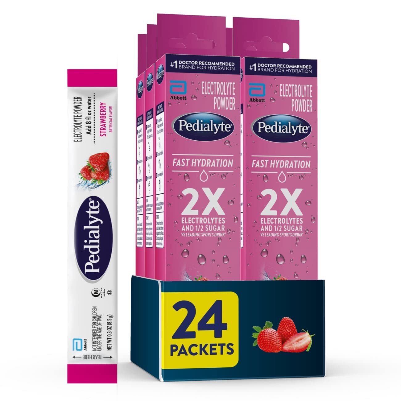 Pedialyte Electrolyte Powder 24 Count Fast Hydration Kids Adults Hydration