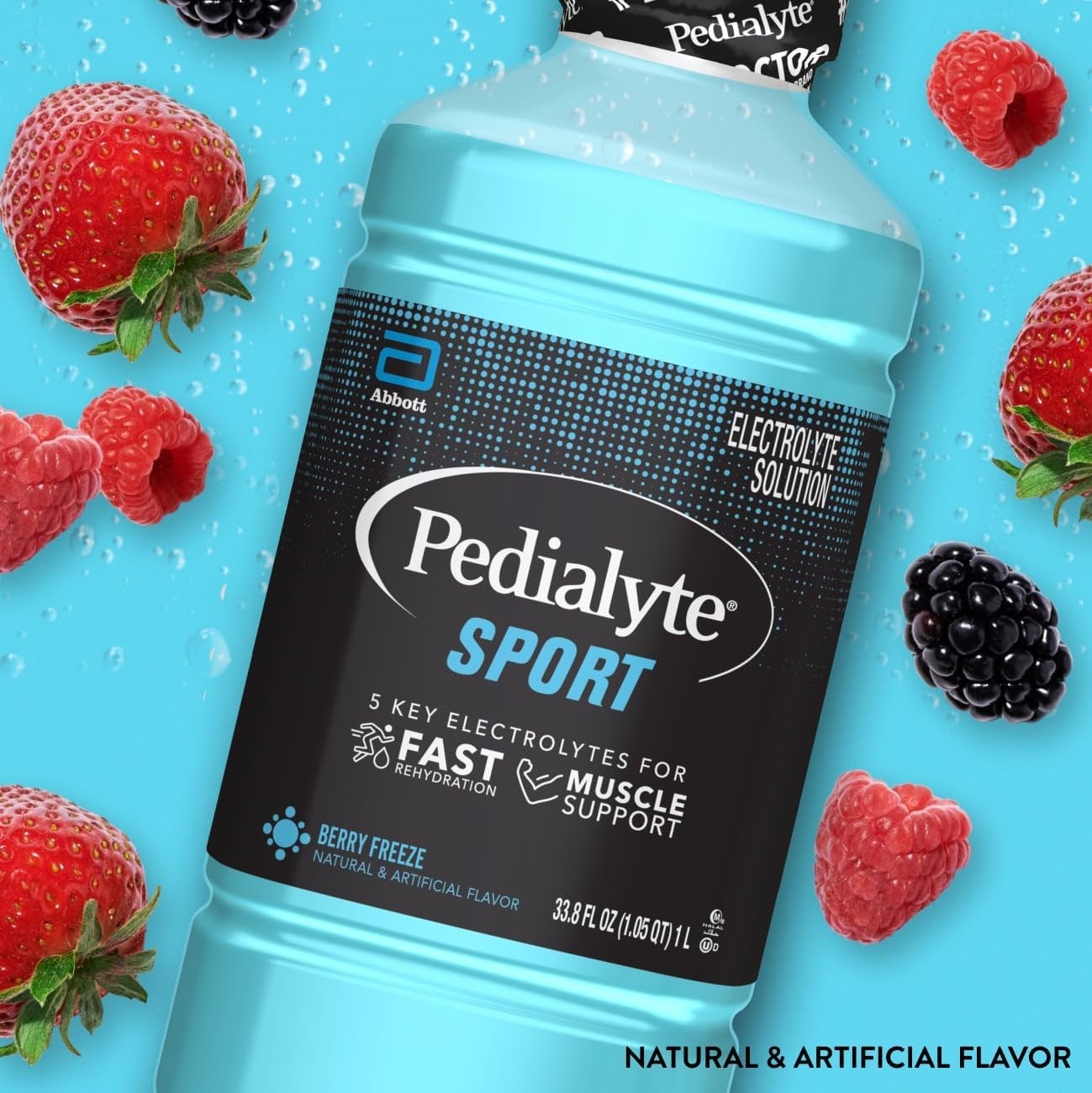 Pedialyte Sport Electrolyte Drink, Fast Hydration with 33.8 Fl Oz (Pack of 4)