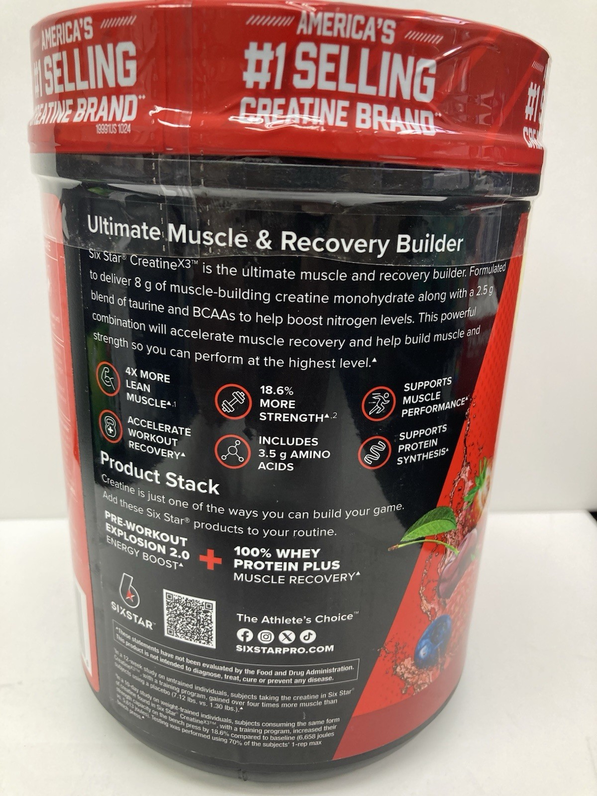 SixStar Creatine X3 Enhance Muscle Performance 8g 2.17lbs Fruit Punch 03/2028