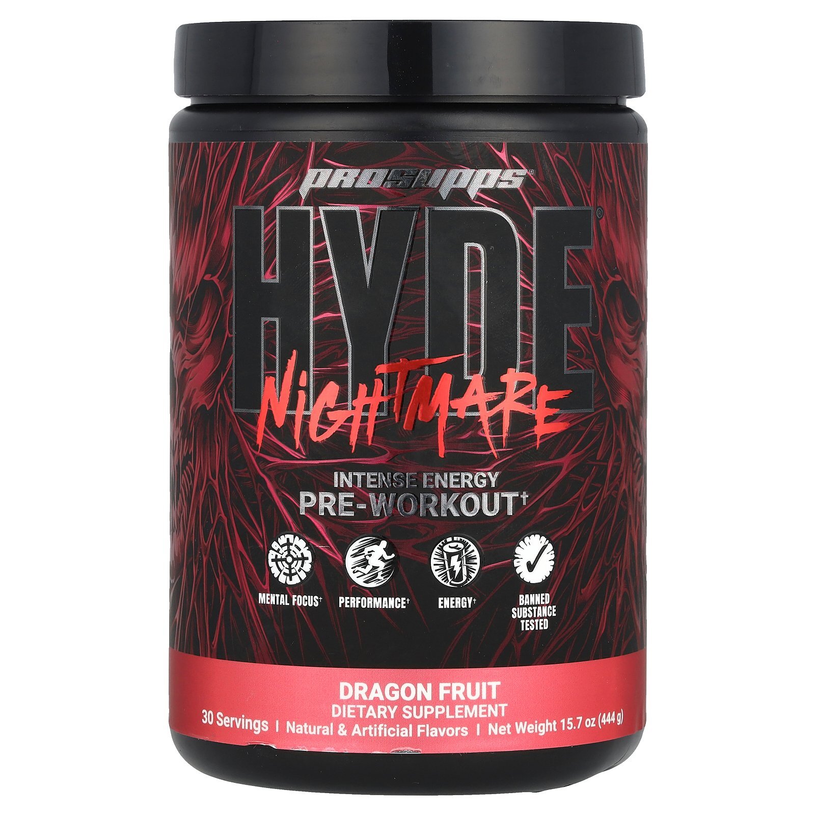 HYDE® Nightmare, Intense Energy Pre-Workout, Dragon Fruit, 15.7 oz (444 g)