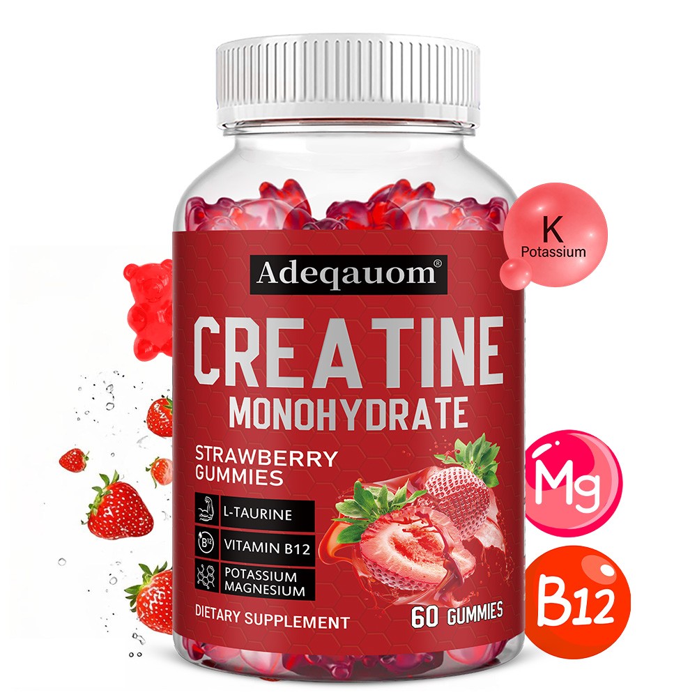 Strawberry Flavor Creatine Monohydrate Gummies, 30-Day Supply, 60 Gummies