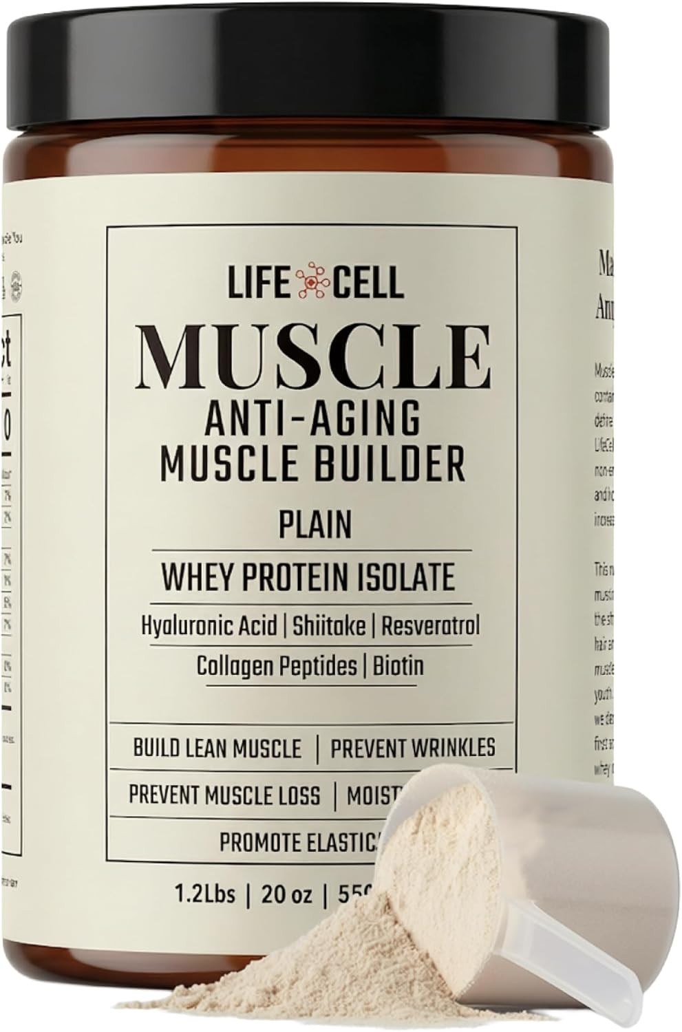 Whey Protein Powder Plain 550g Collagen Hyaluronic Acid No Sugar Added