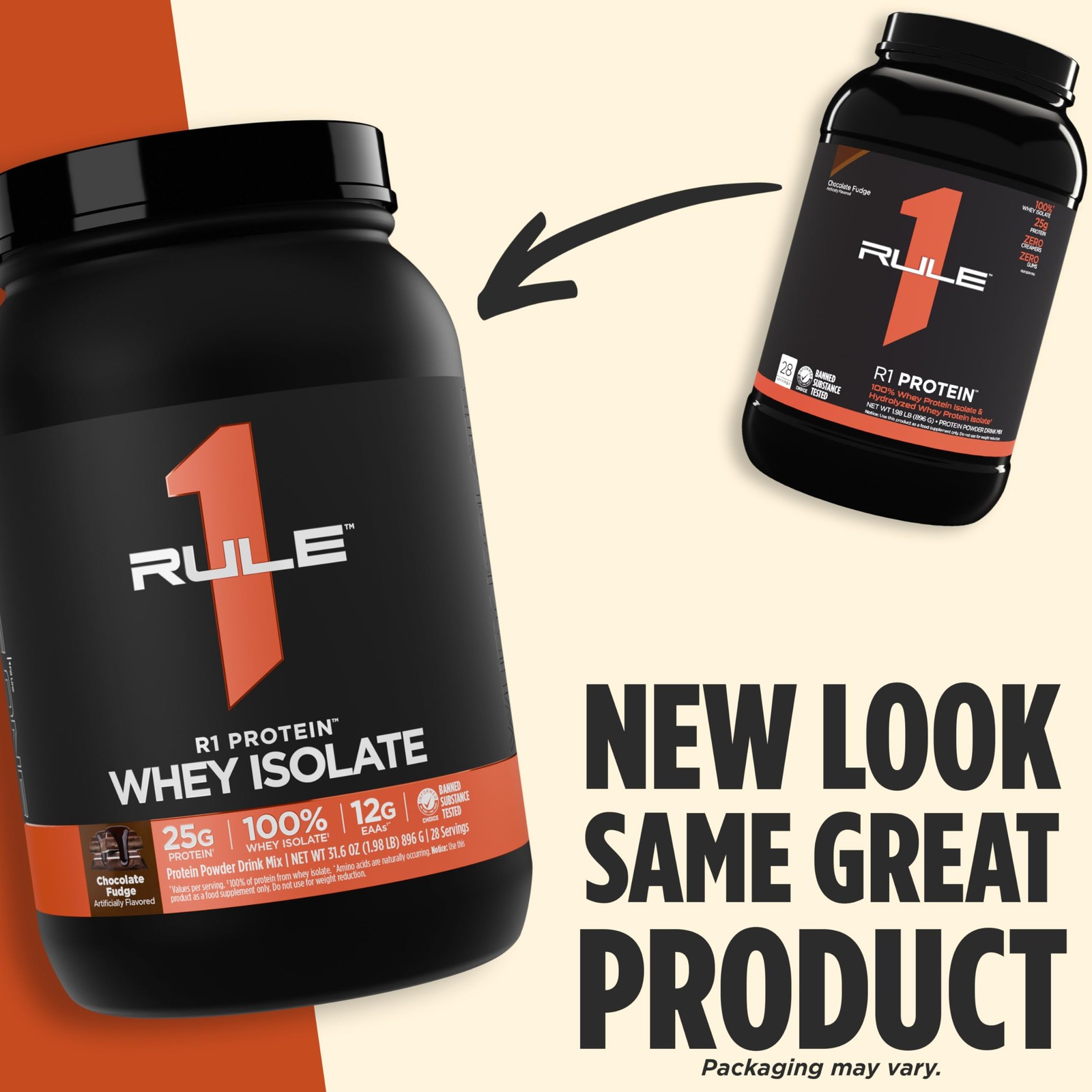 Rule 1 R1 Whey Protein Isolate Vanilla Creme 25g Protein 6g BCAA 1 lb