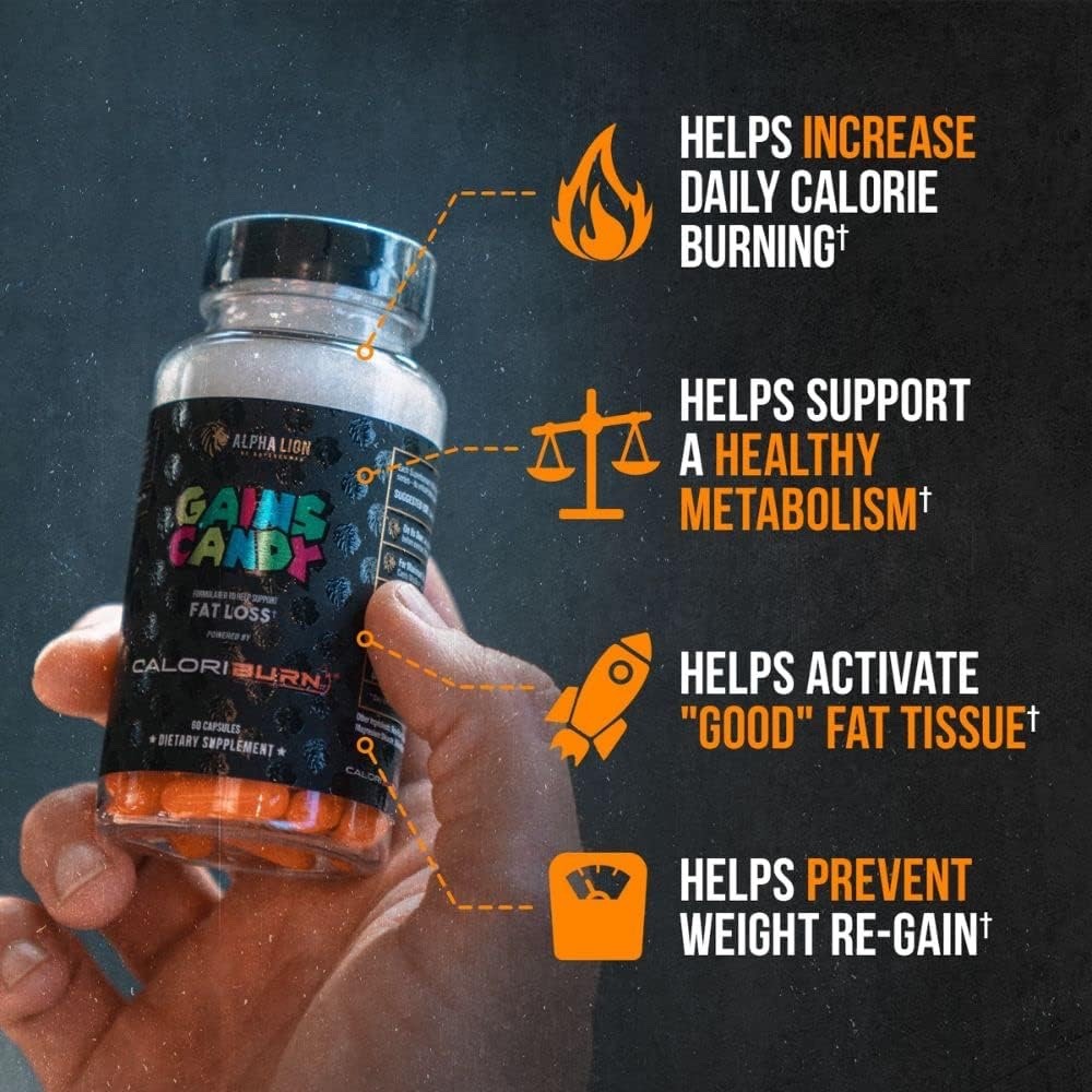 Alpha Lion Gains Candy CALORIBURN Weight & Fat Loss Energy 60 Caps (New/Sealed)
