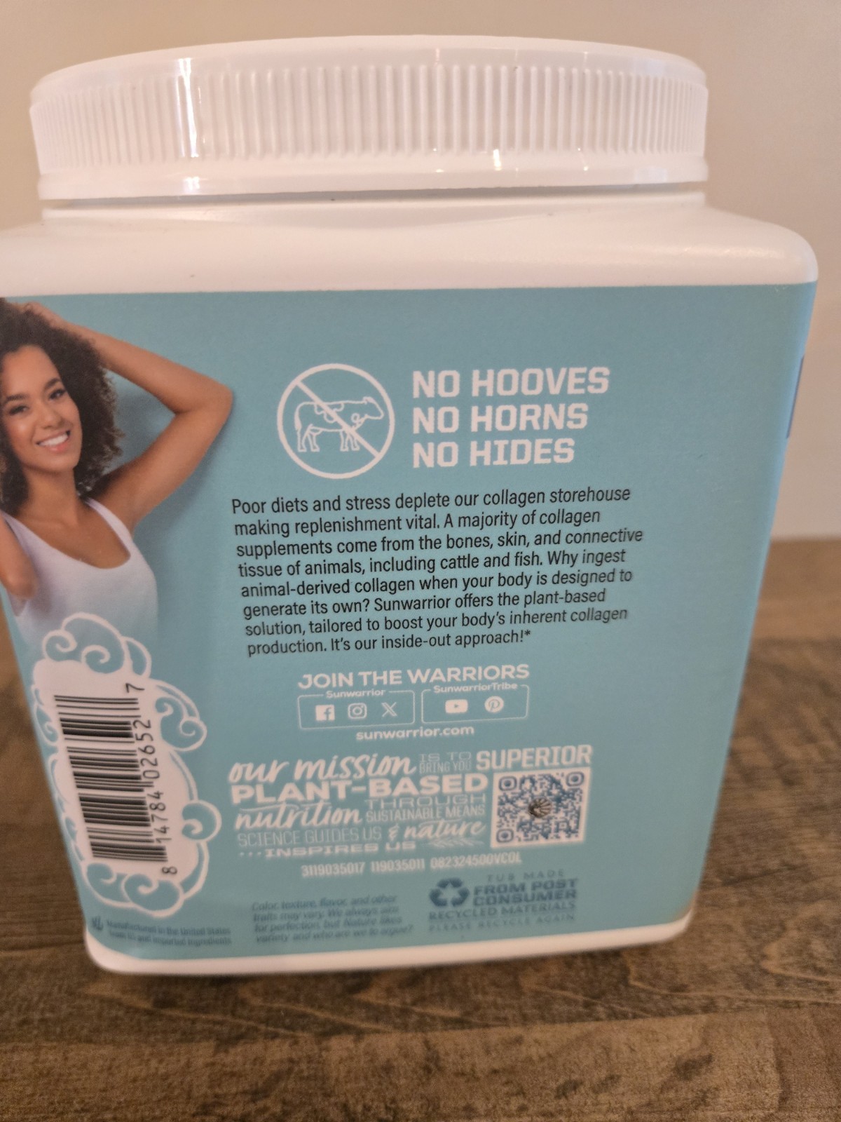 Sunwarrior Collagen Protein Powder with Biotin Tahitian Vanilla Flavor 1.1 lb