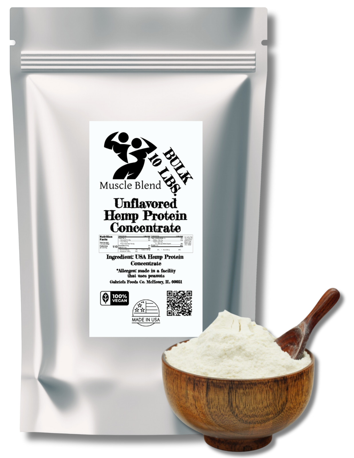 Muscle Blend Hemp Protein Concentrate 10 LB Bulk Supersized Pack