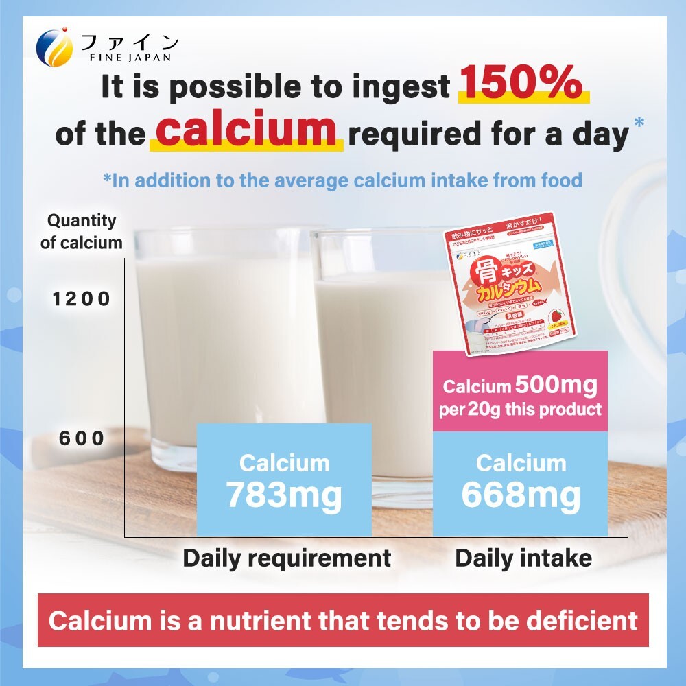 FINE Japan Bone’s Calcium for Kids strawberry flavor multi vitamin set of 12