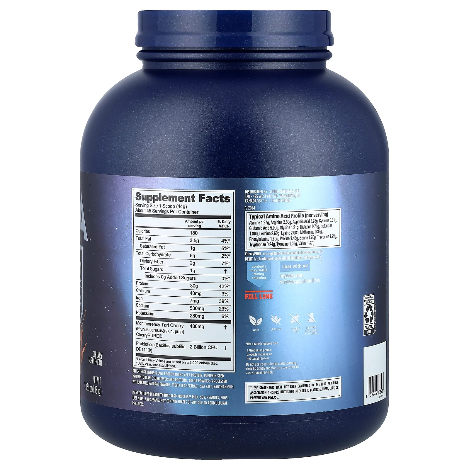 Vega Sport Protein Chocolate Flavored 4 lb 5 9 oz 1 98 kg Gluten-Free, Informed
