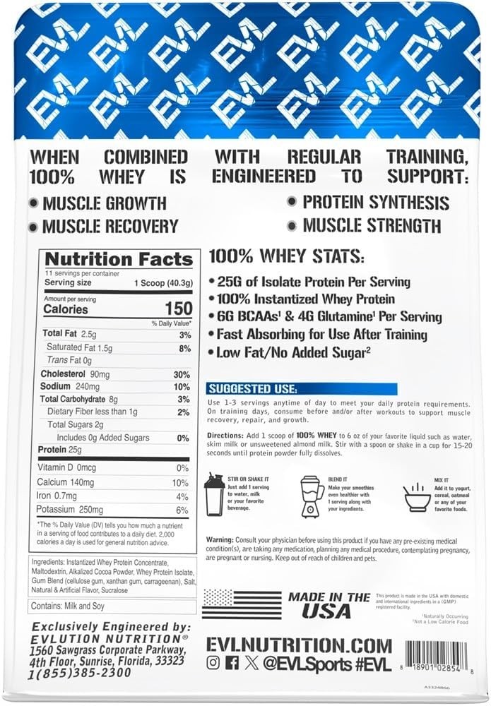 High-Quality 100% Whey Protein – 25g Protein, 6g BCAAs – Double Rich Chocolate