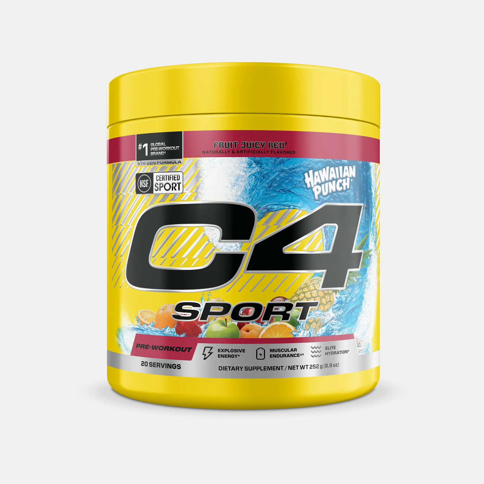 C4 Sport Pre-Workout Powder, Hawaiian Punch® Fruit Juicy Red®, 20 Servings