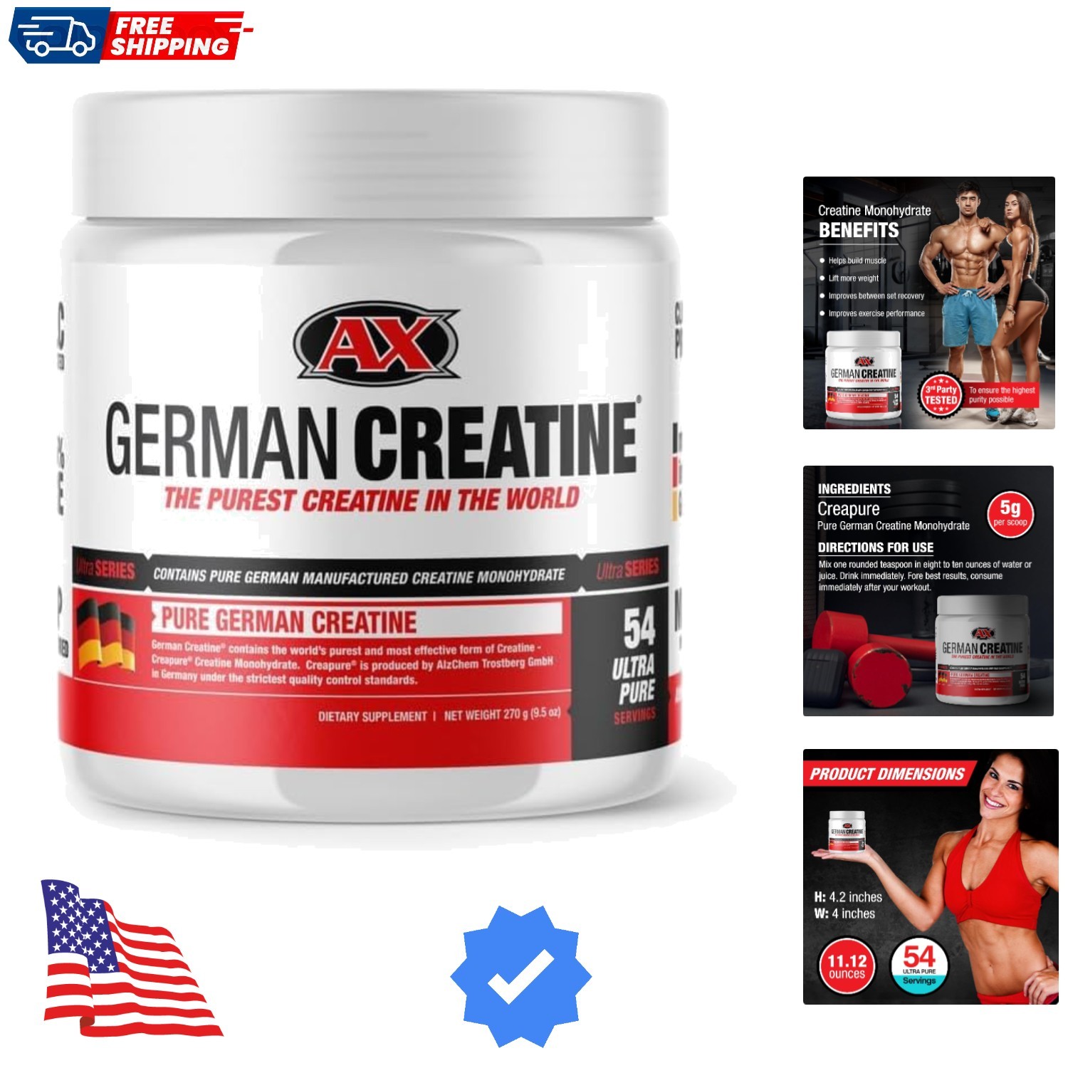 Micronized Creatine Monohydrate Powder, 99.99% Pure Creapure for Muscle Growt…