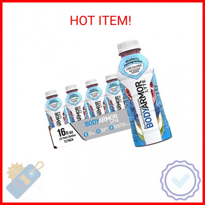 BODYARMOR Lyte Sports Drink Low-Calorie Beverage, Blueberry Pomegranate, Coconut