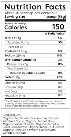 Truvani Organic Plant-Based Protein Powder, Peanut Butter Chocolate – 12.88 Oz