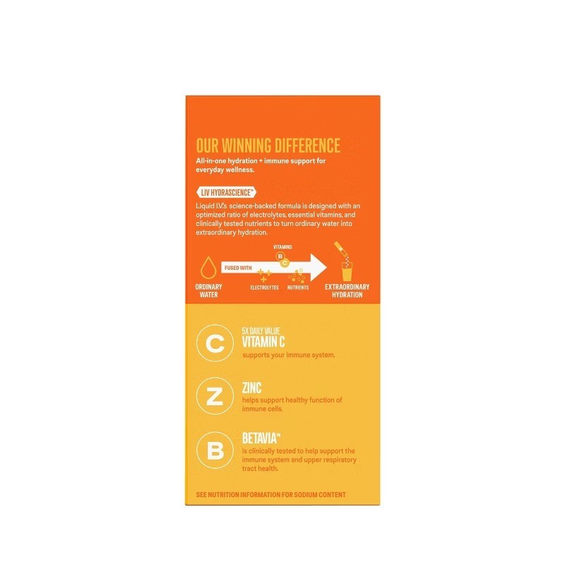 Liquid I.V. Hydration Multiplier + Immune Support, Mango Passion Fruit, 10ct
