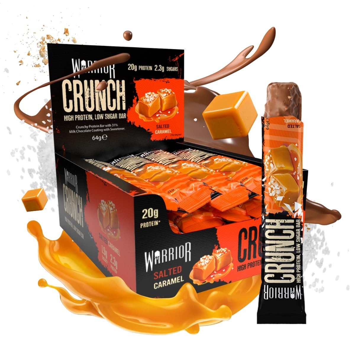Warrior Crunch High Protein Carb Bar 64 G Salted Caramel Pack Of 12