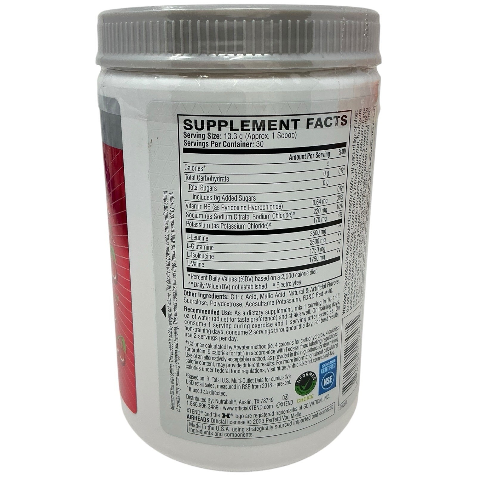 Xtend Original BCAA 7g Air Heads Cherry Flavor, 30 Servings, Exp 2027