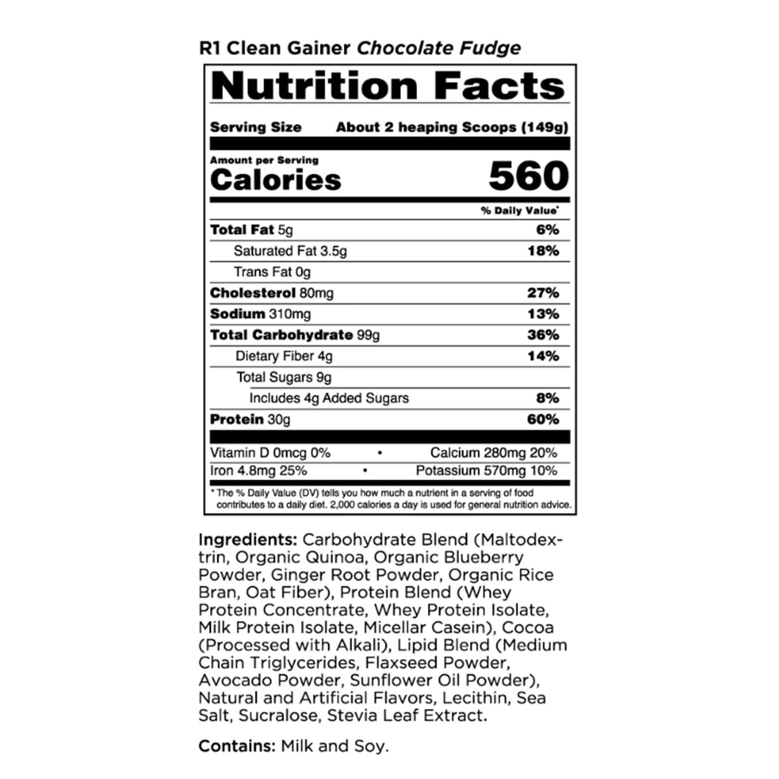 RULE 1 Clean Gainer 15 Serv. Chocolate Fudge Clean Protein Gainer 4.93lb