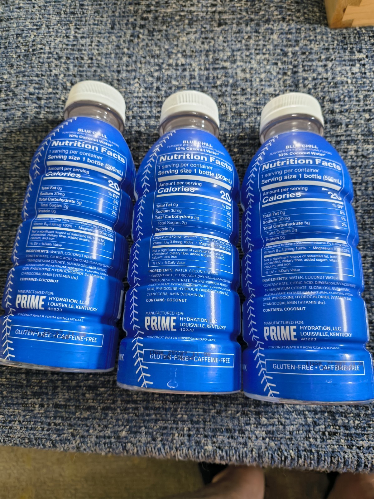 PRIME Blue Chill Hydration Electrolyte Drink 16.9 fl oz (500 mL) Lot of 3
