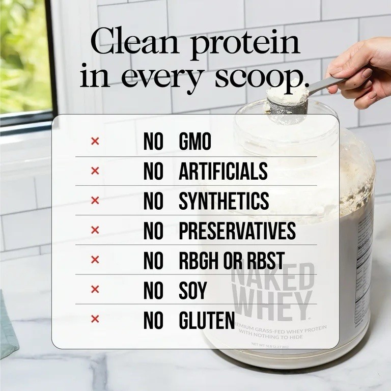 Naked Vanilla Whey Isolate, Grass-Fed Protein, 24 Servings