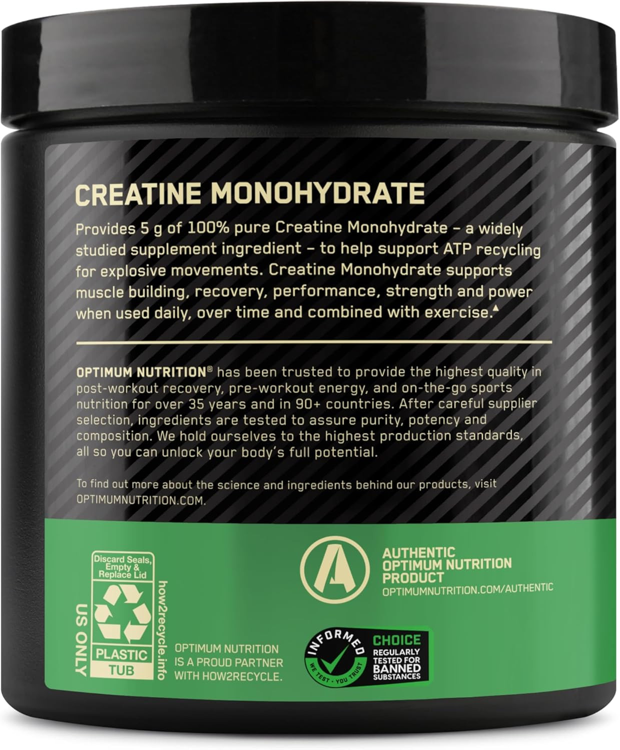 Optimum Nutrition Micronized Creatine Monohydrate Powder, Unflavored, 60 Serving