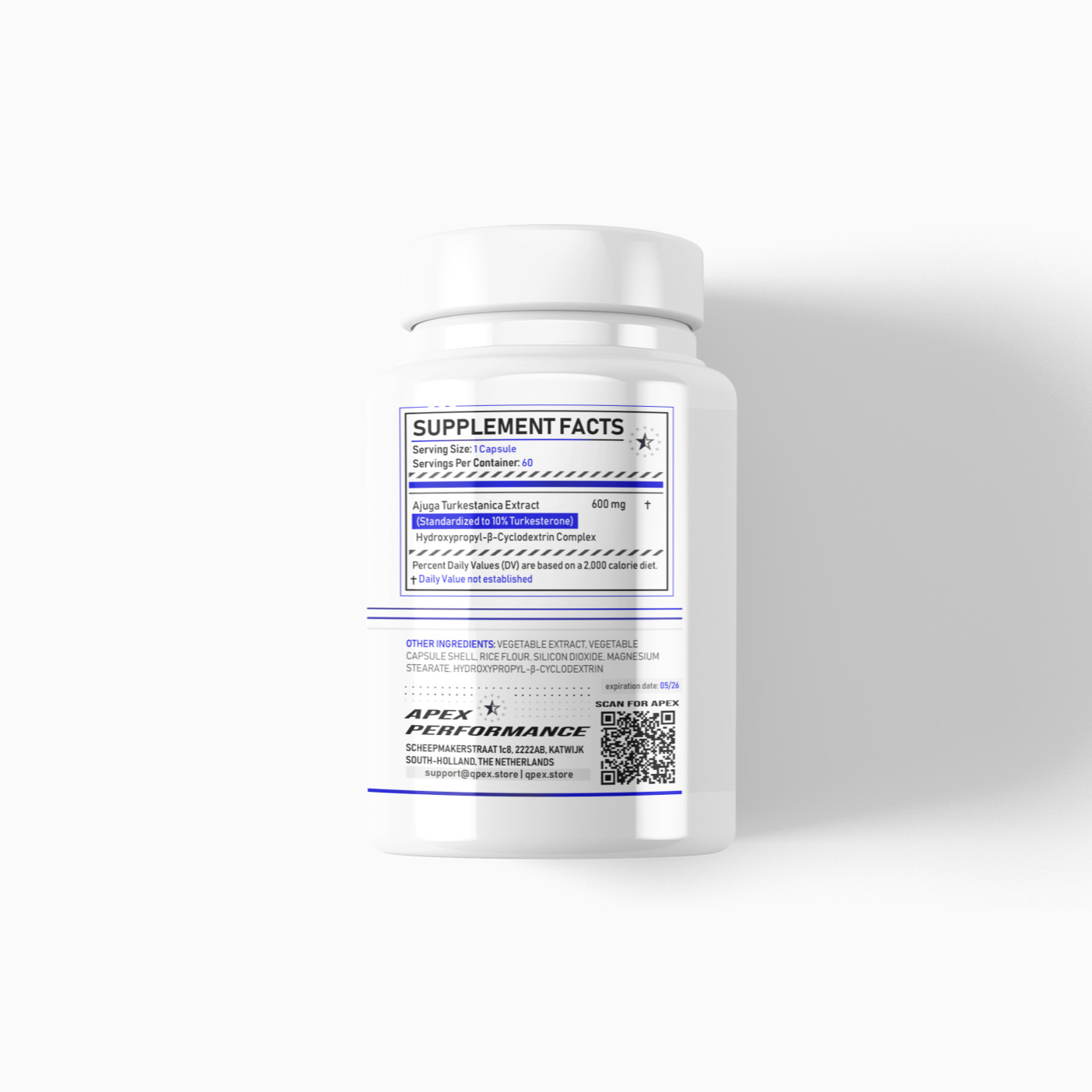 Turkesterone 10% Complex with Hydroxypropyl-β-Cyclodextrin – 60 Capsules (600mg)