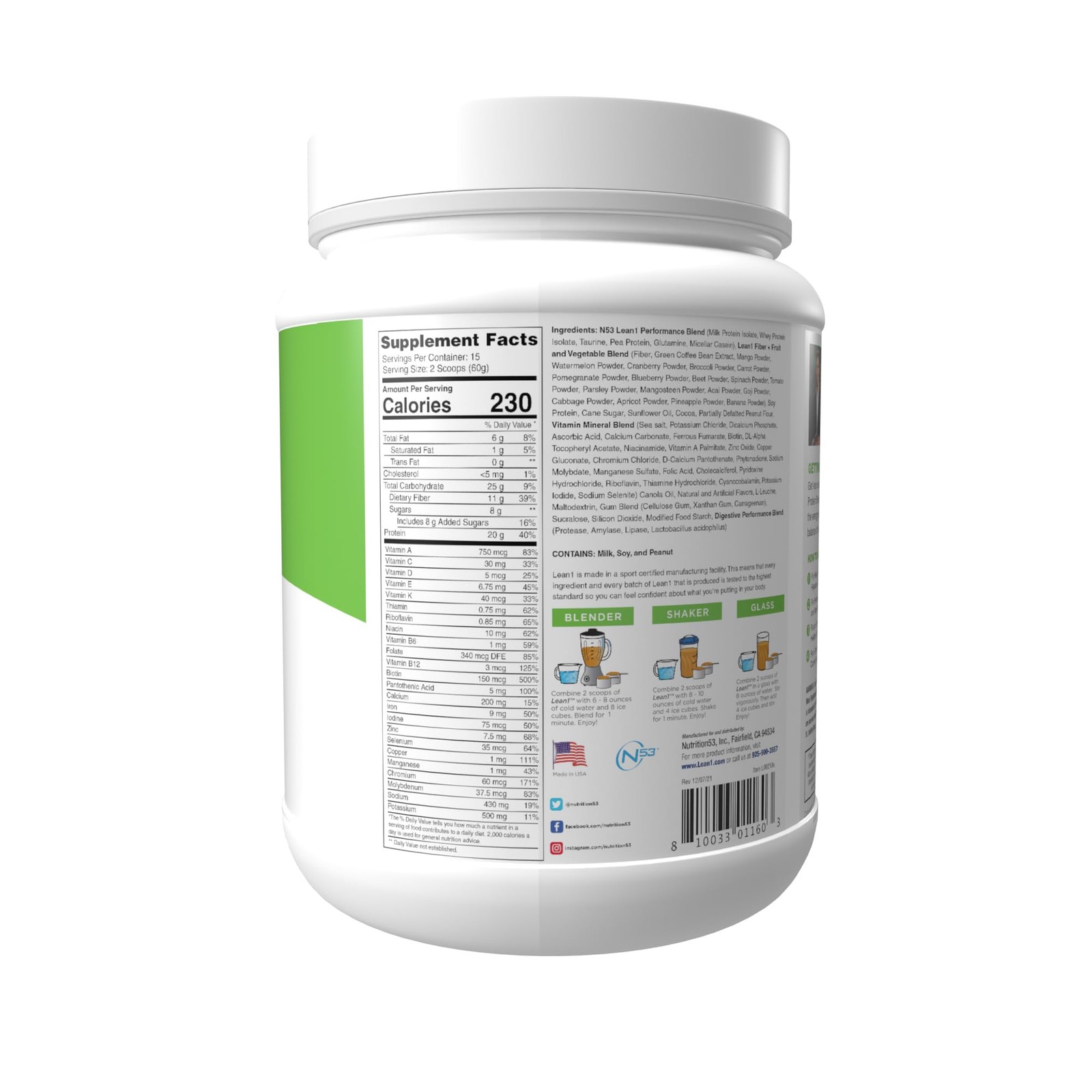 Lean1 Meal Replacement 27.5 Ounce (Pack of 1), Chocolate Peanut Butter