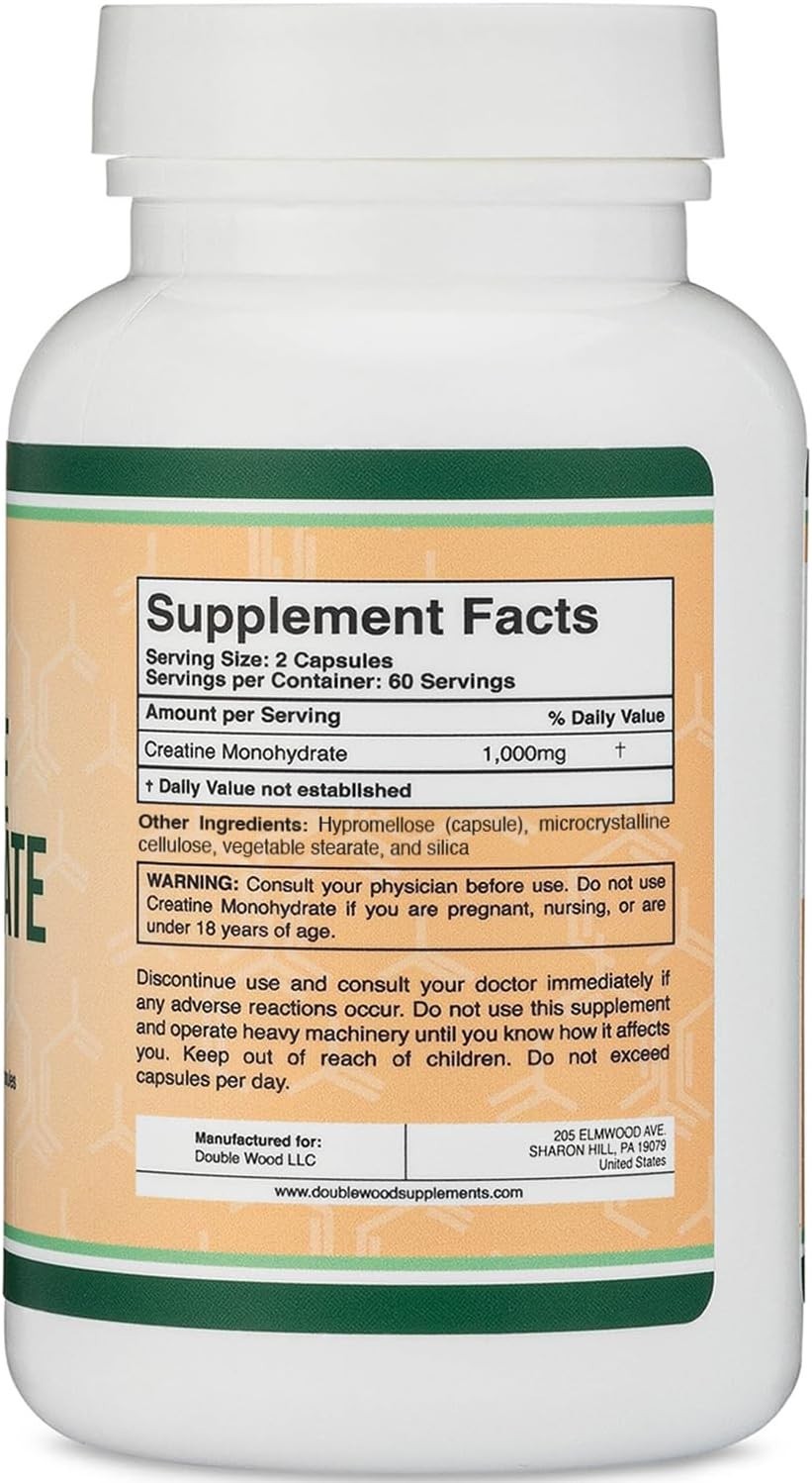 120 Count Creatine Monohydrate Capsules – No Fillers, Non-GMO Power Boost