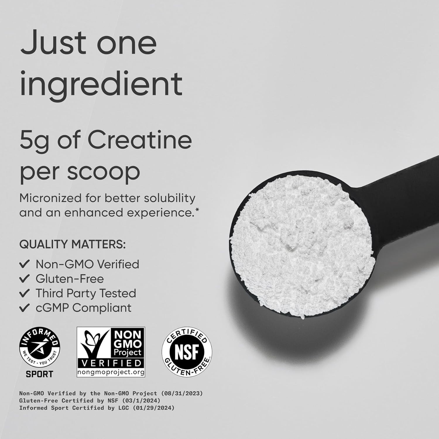 Sports Research Creatine Monohydrate Powder 5g Unflavored 100 Servings Non-GMO