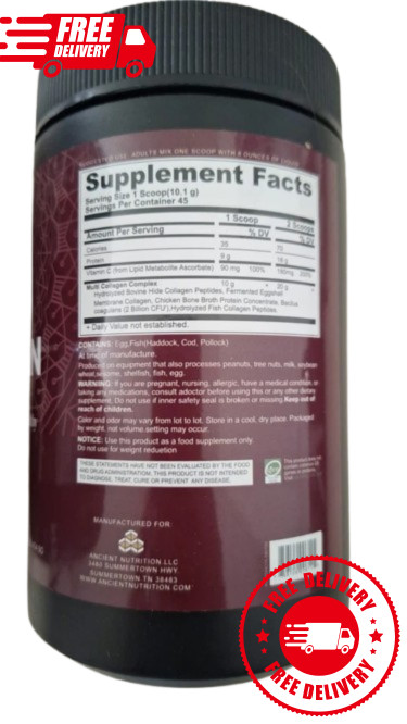 3-Pack Ancient Nutrition Collagen Protein Powder Probiotics Unflavored 16 Oz