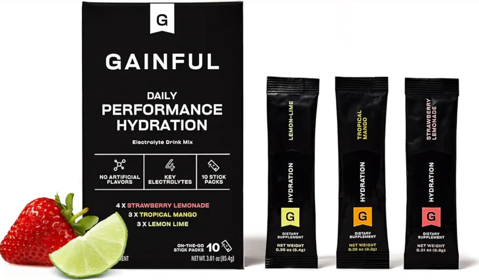 Gainful Hydration Packets Variety 2 Pack Decaffeinated w/ Electrolytes 20 Sticks