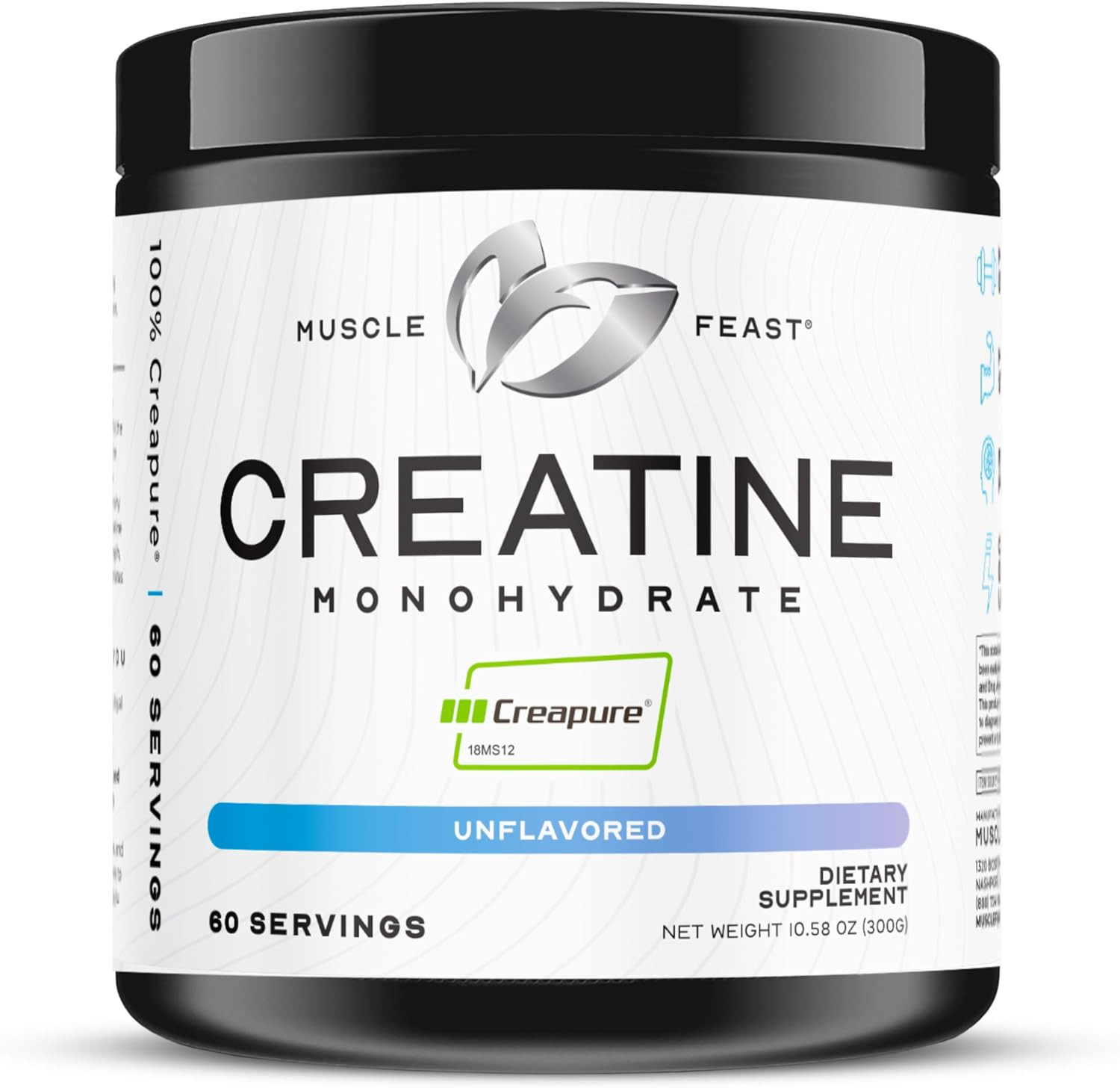 Creapure Creatine Monohydrate Powder, Vegan Keto Friendly Gluten-Free, Mass Gain