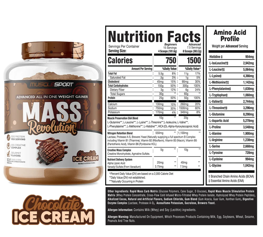 MASS REVOLUTION CHOCOLATE ICE CREAM 5 lbs (2,275 g)