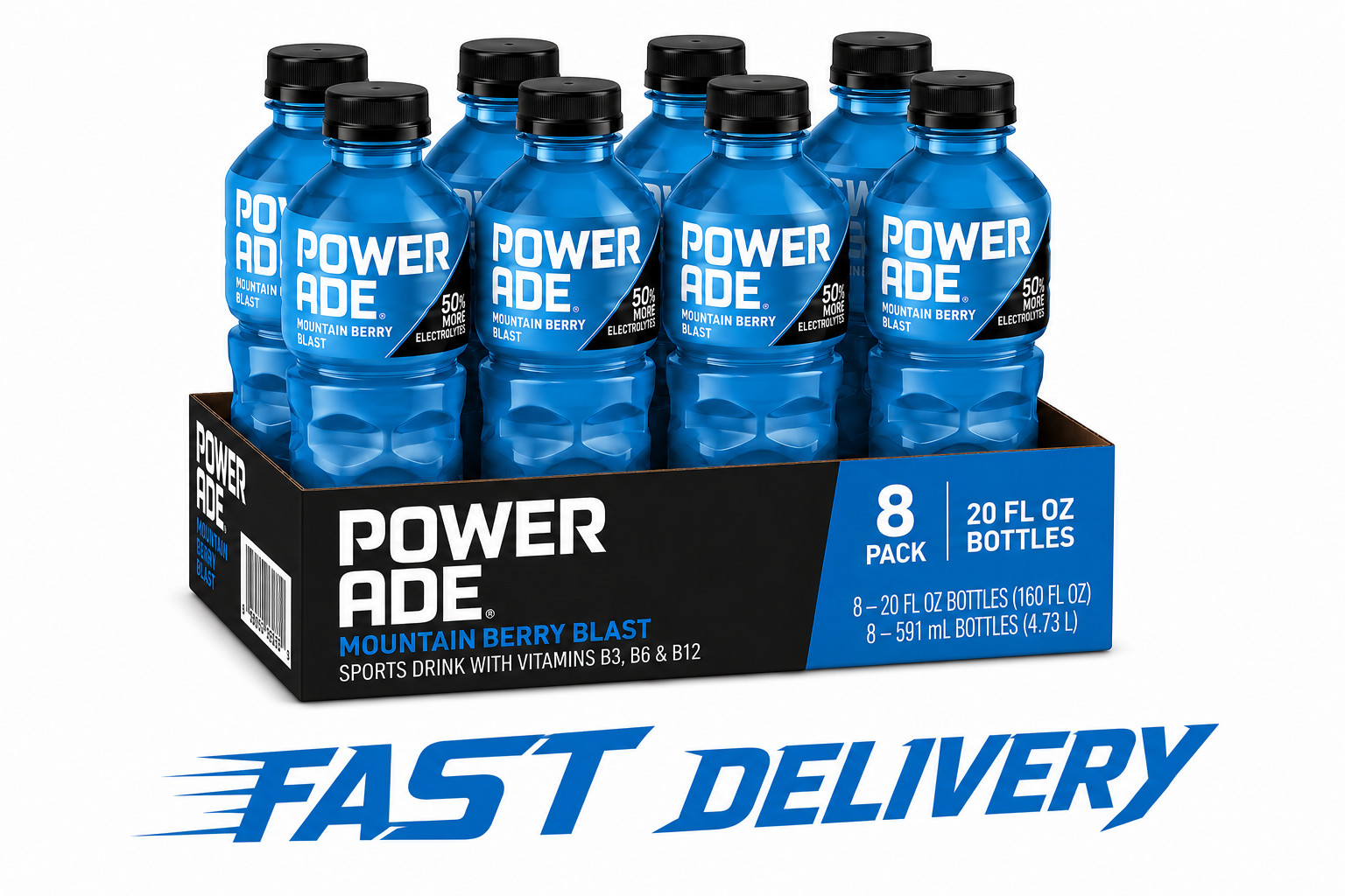 POWERADE Mountain Berry Blast Electrolyte Sports Drink, 20 oz Bottle (pack of 8)