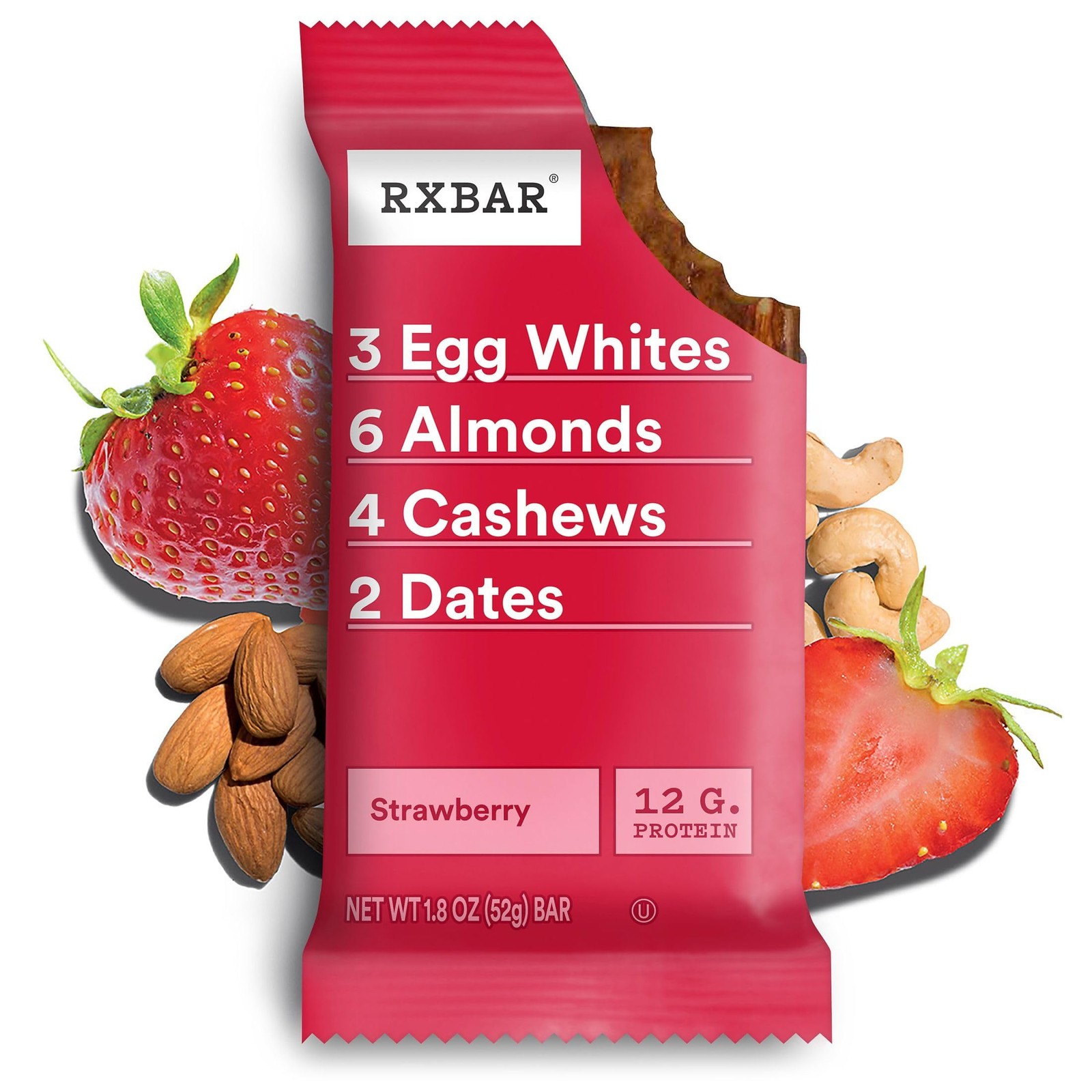 Rxbar Protein Bars 12G Protein Gluten Snacks Strawberry 6 Boxes 30 Bars