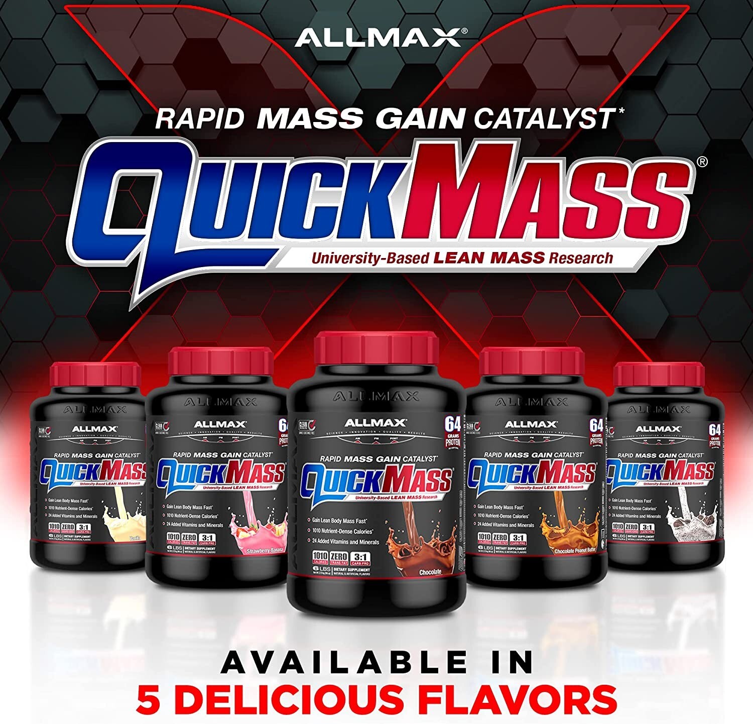 Allmax Quickmass Chocolate Weight Gain Powder Supplement 3.5 LBS, Exp:27JN
