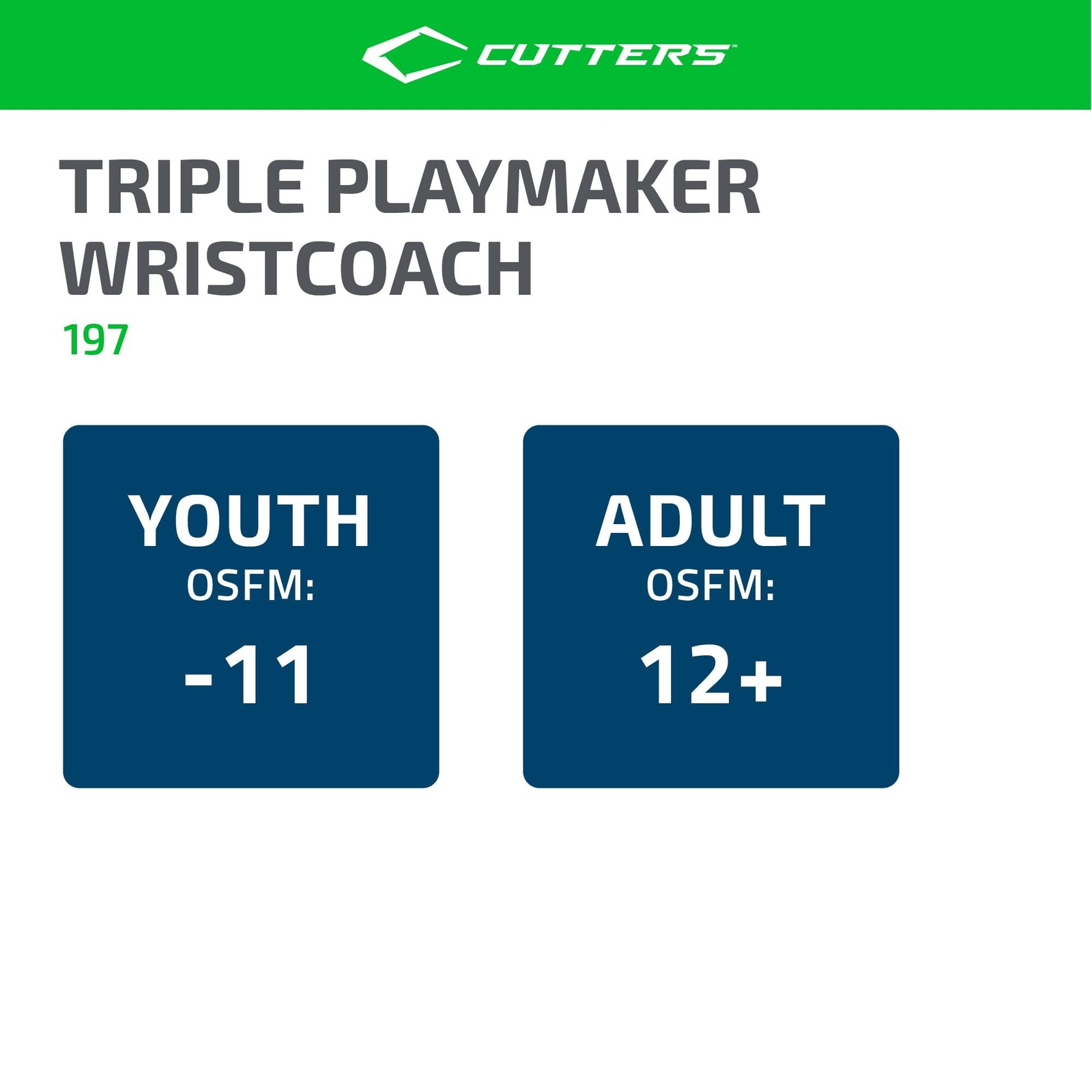 Cutters Triple Playmaker Wristcoach, Adult, Black